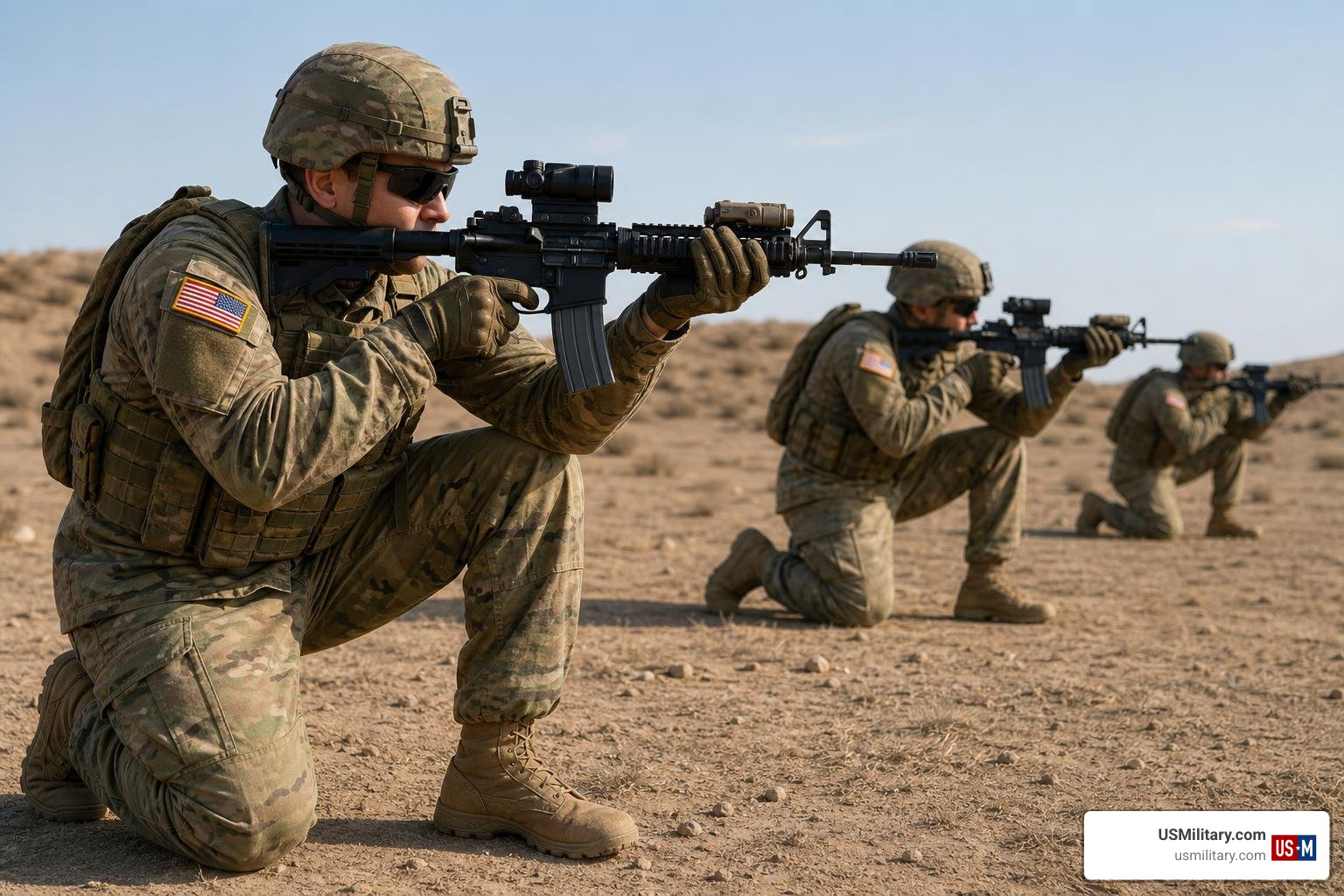 Junior enlisted soldiers training in the field