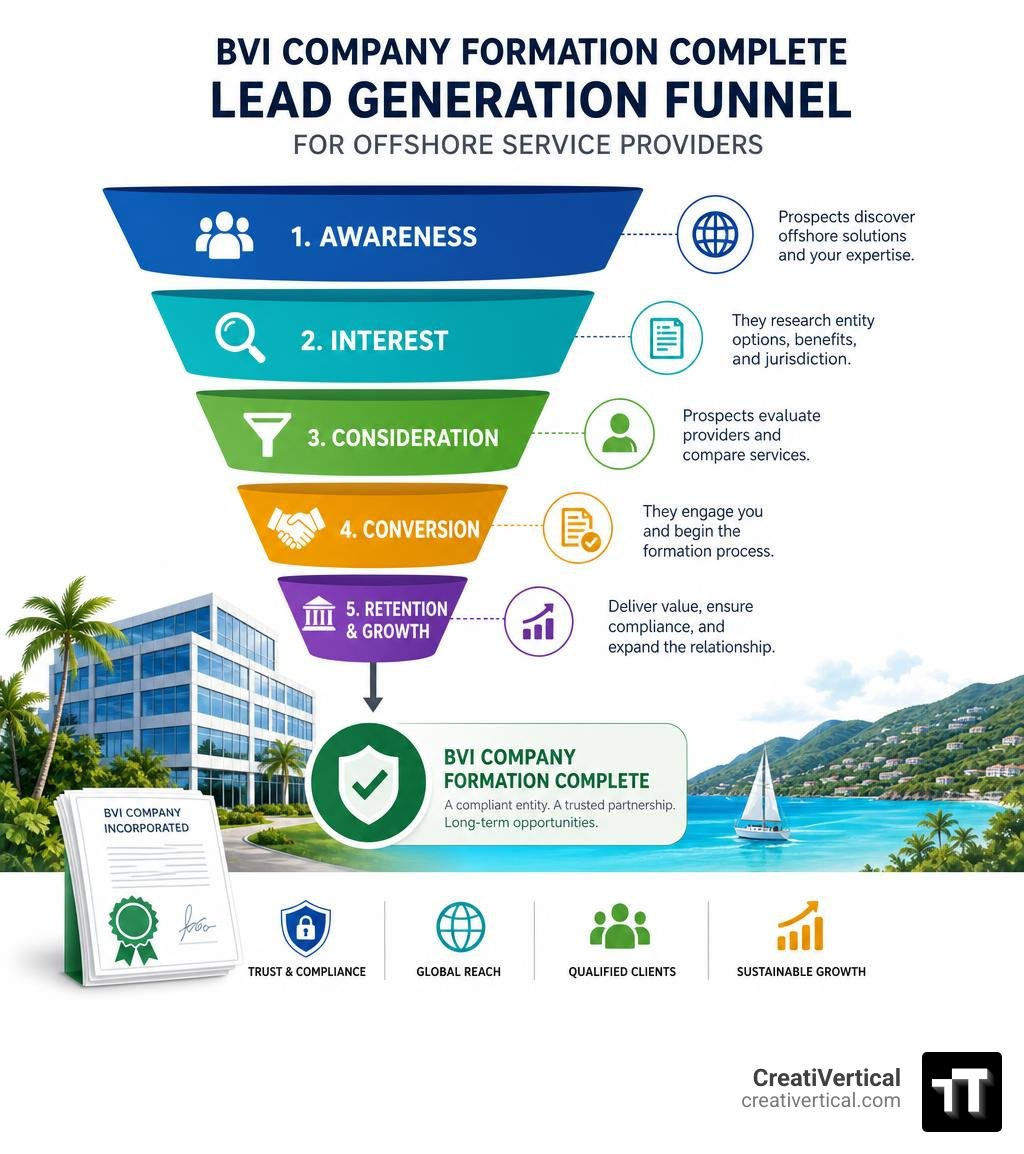 BVI company formation complete lead generation funnel for offshore service providers infographic BVI company formation complete lead generation funnel for offshore service providers infographic