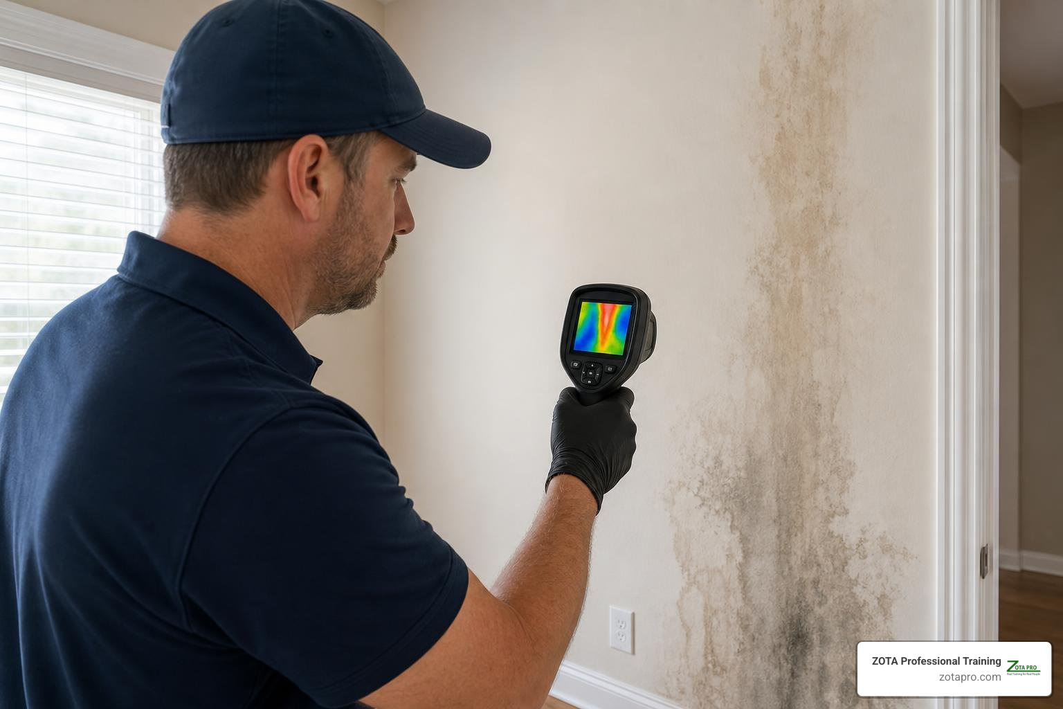 Thermal imaging camera scanning for moisture