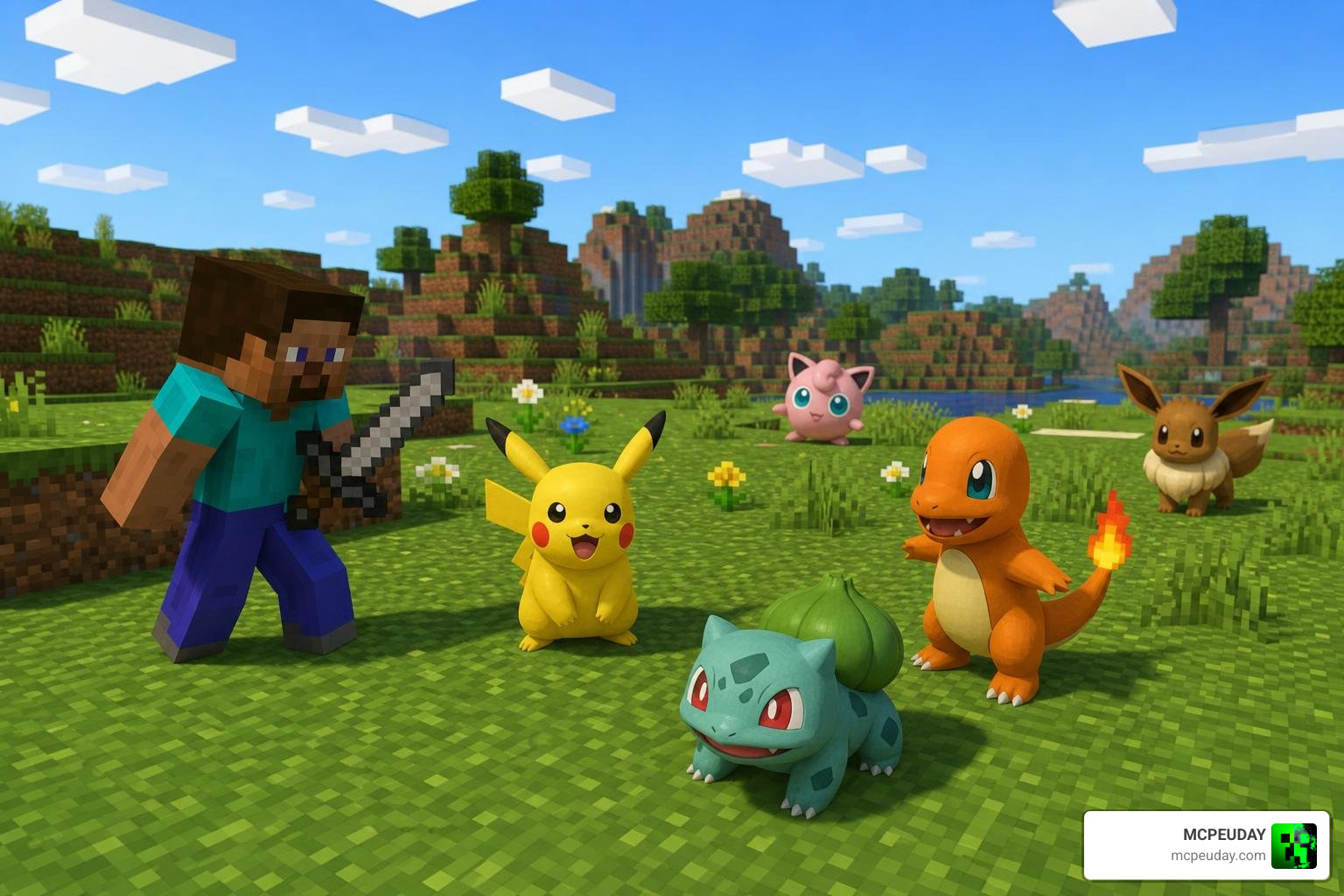 Bedrockmon Addon Minecraft Bedrock Pokemon models gameplay