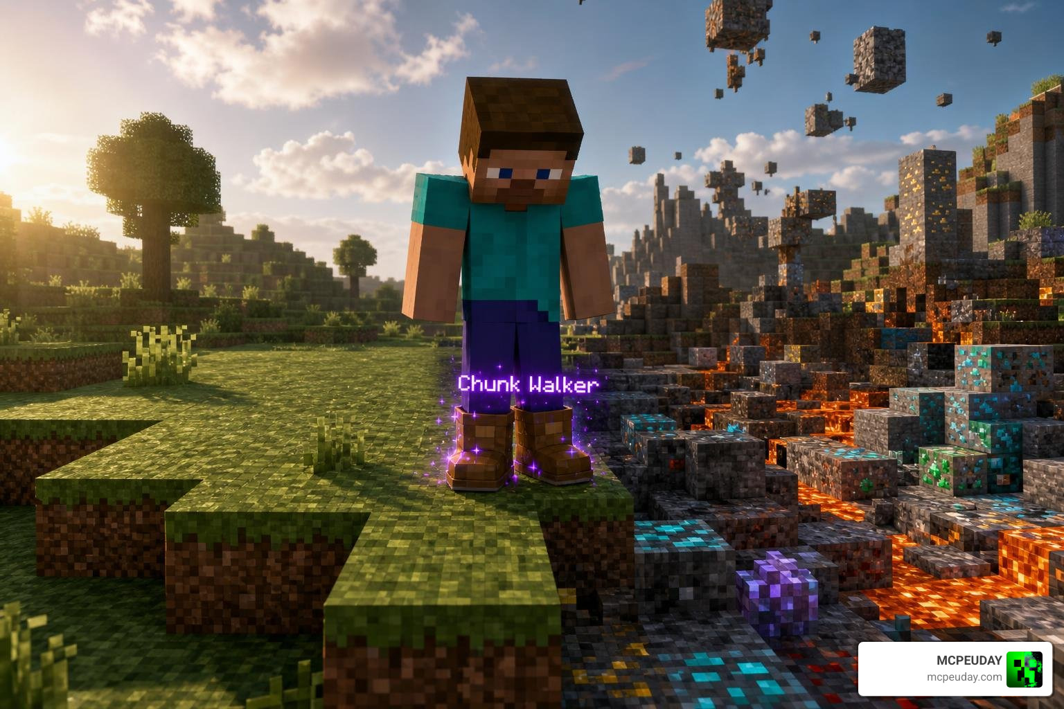 Player wearing Chunk Walker boots during a challenge run