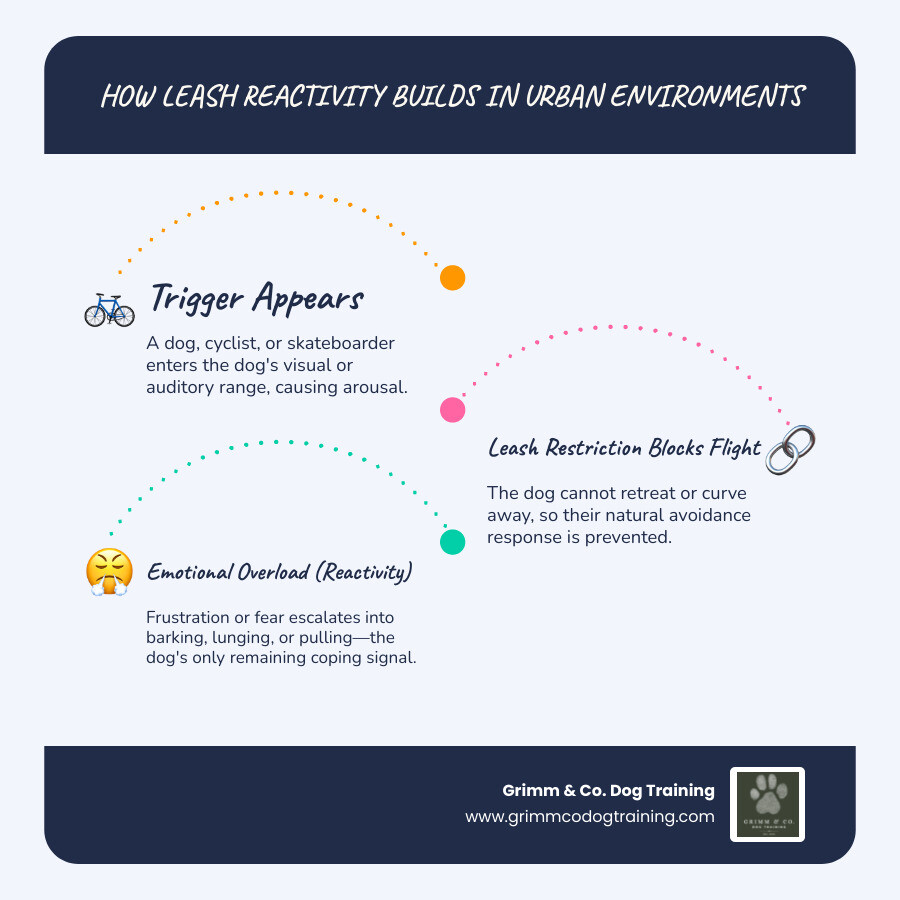 Canine stress threshold and trigger stacking explained for reactive dogs infographic