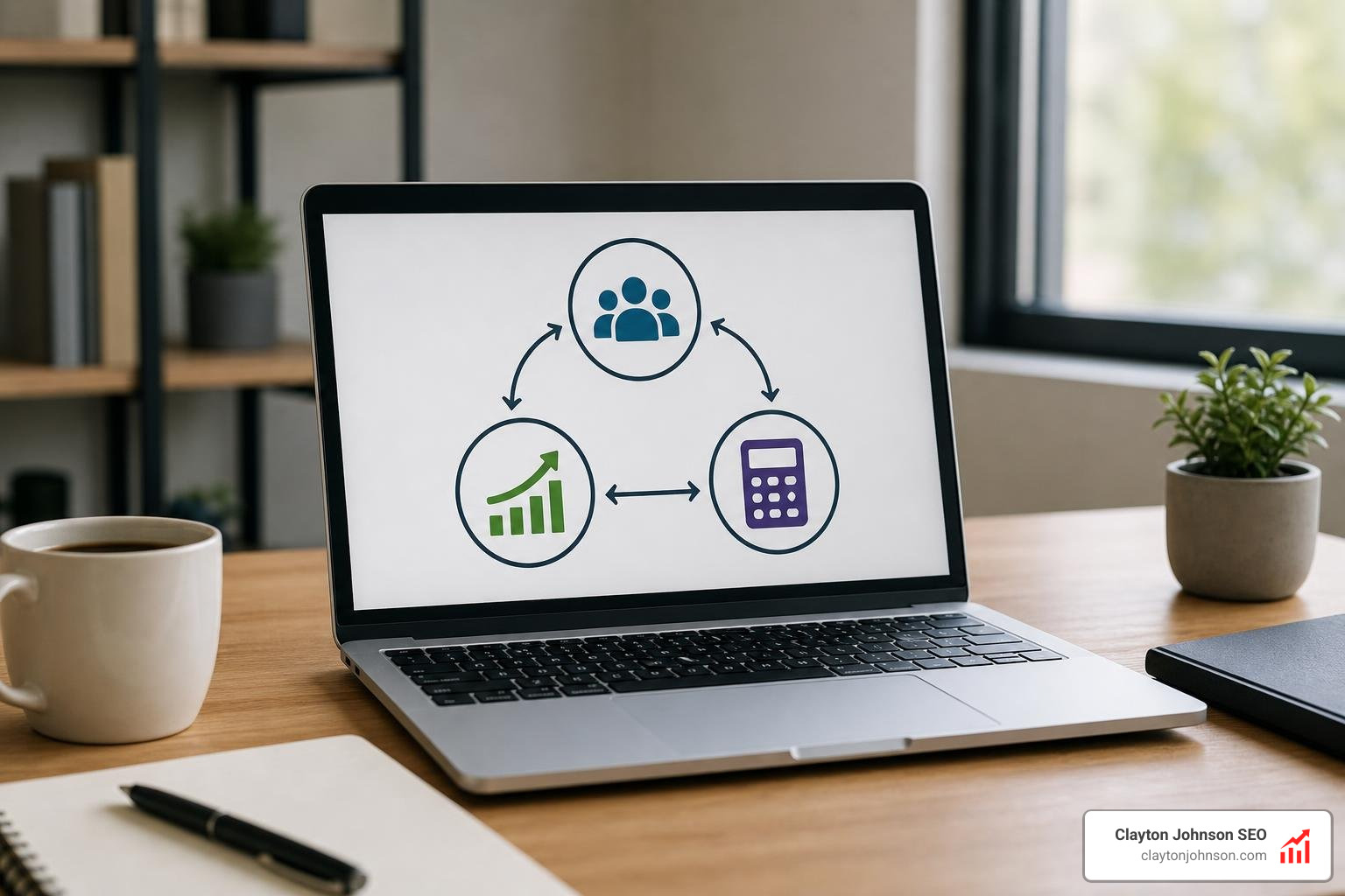 Integrated AI tech stack diagram showing CRM, marketing, and accounting connected