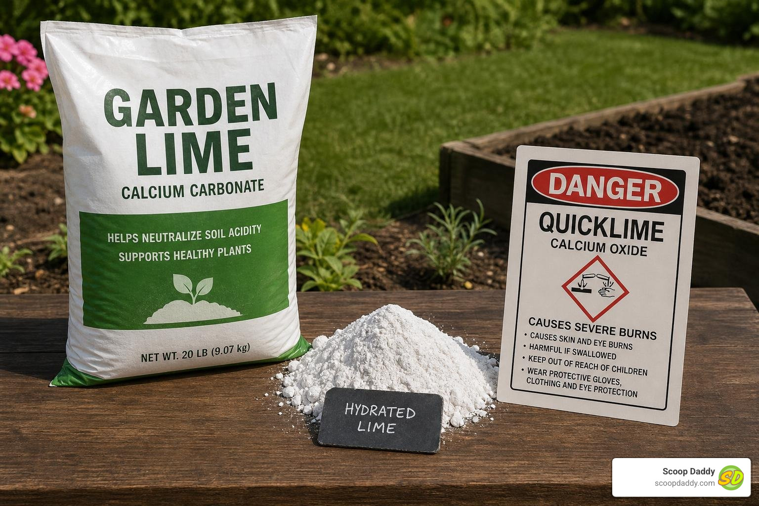 Different types of lime products used for agricultural and garden applications Different types of lime products used for agricultural and garden applications