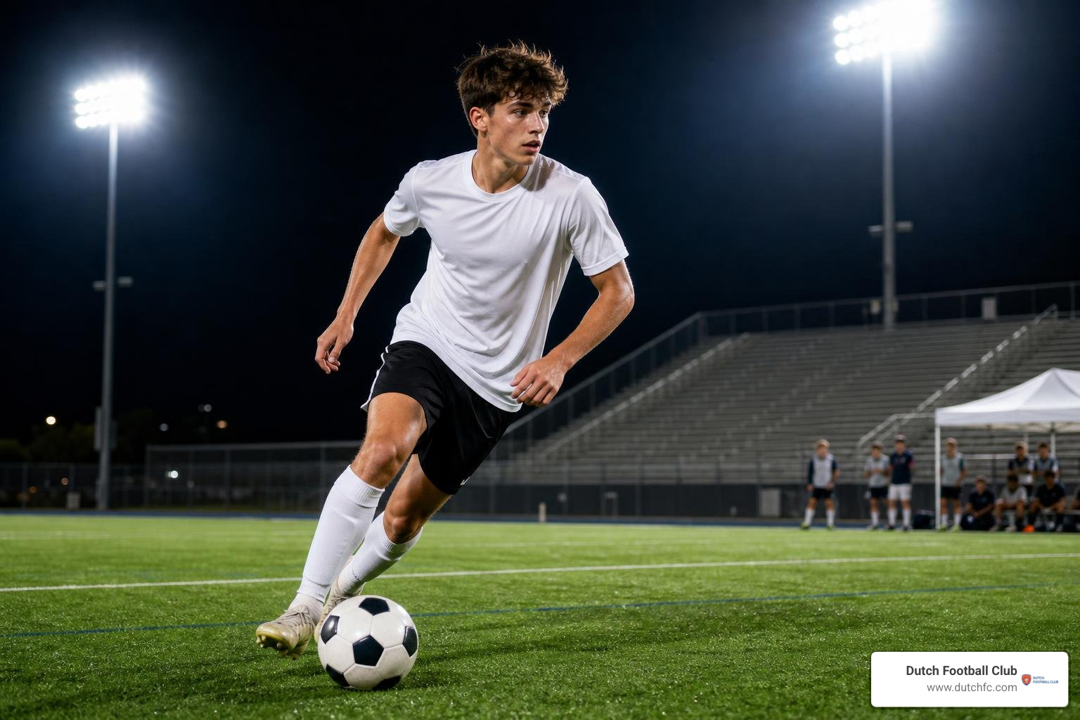 high school soccer player in action during an elite ID showcase high school soccer player in action during an elite ID showcase