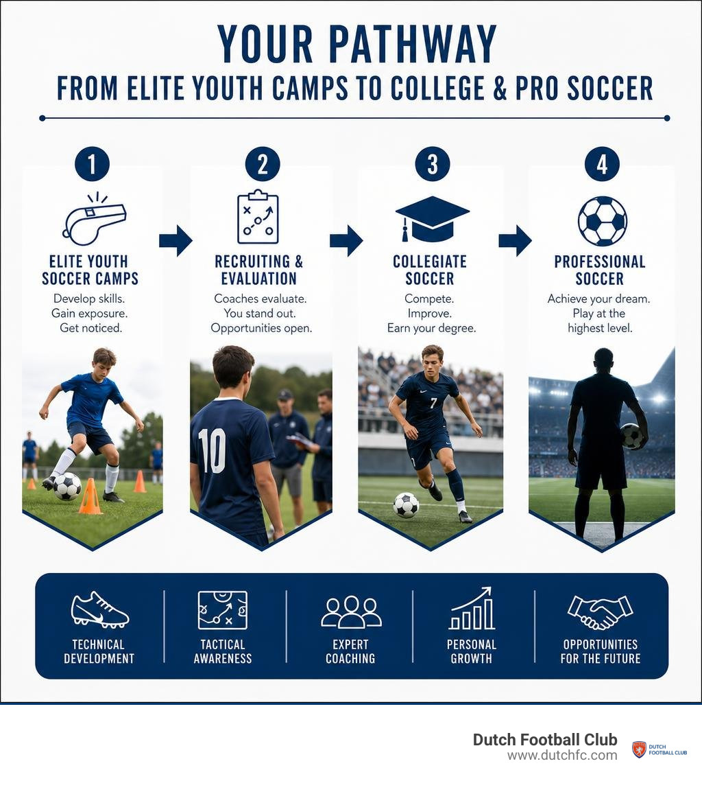 pathway from elite youth soccer camps to collegiate and professional soccer infographic pathway from elite youth soccer camps to collegiate and professional soccer infographic