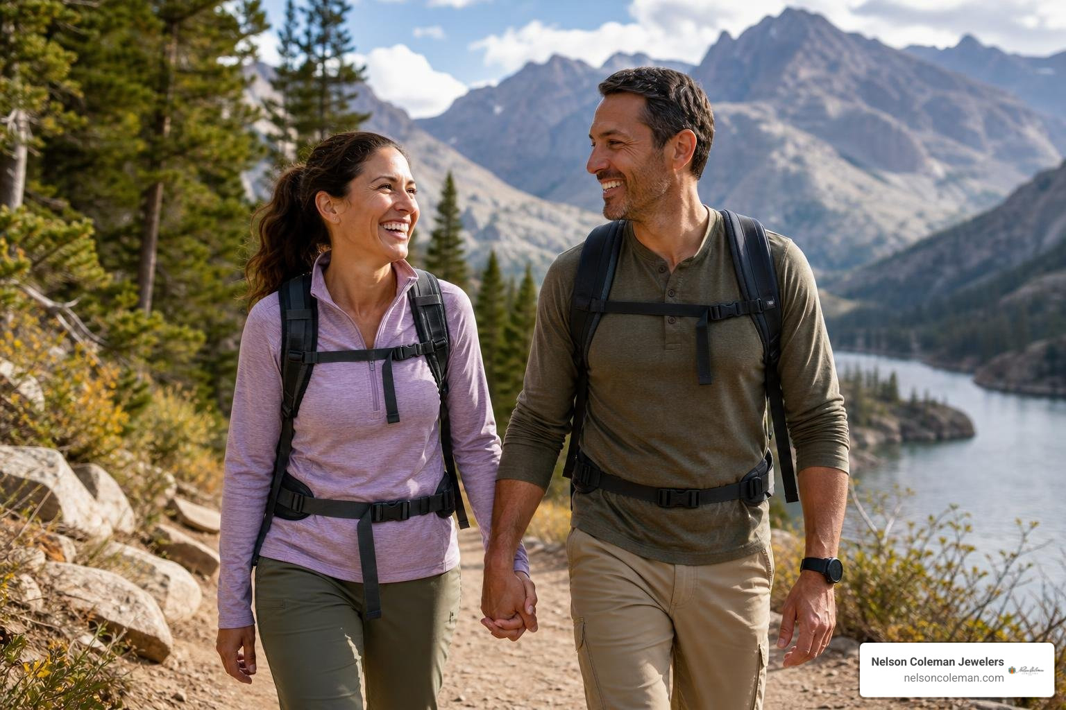 Couple enjoying an experiential anniversary gift outdoors