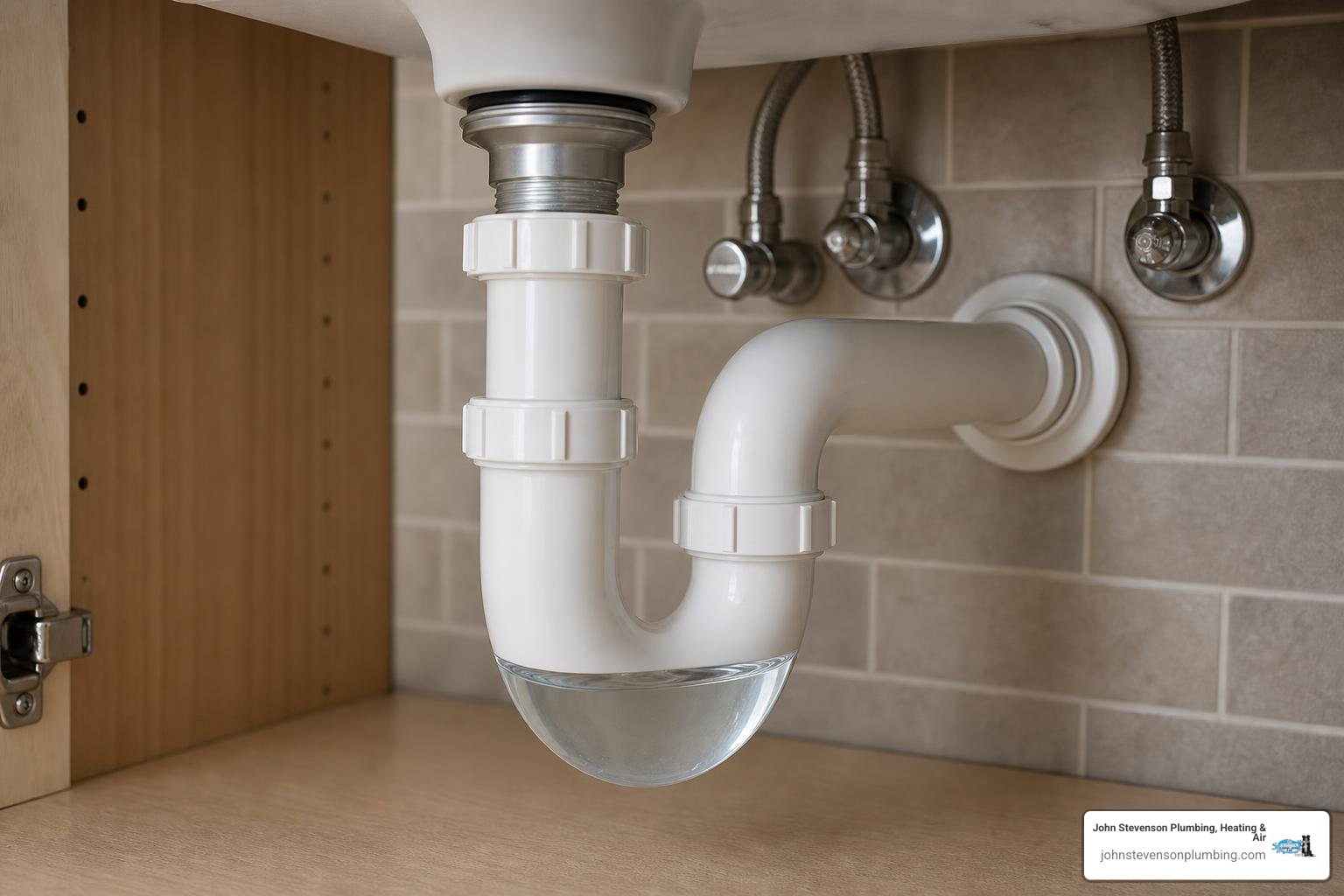 plumbing P-trap under a sink