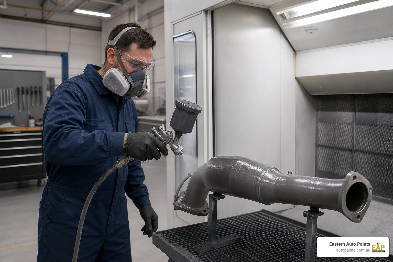 high-temperature industrial coating application process on metal component