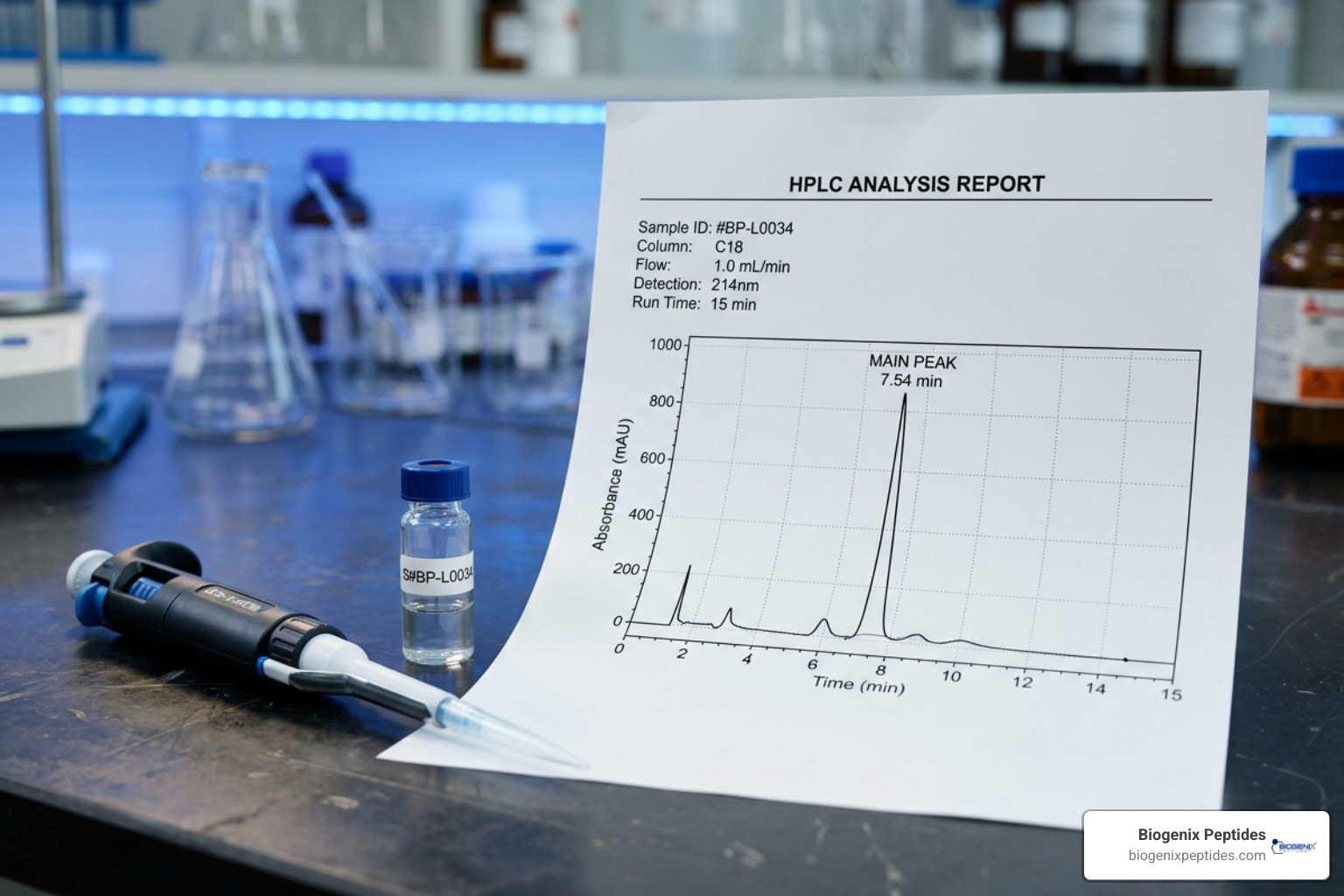 HPLC chromatogram showing peak separation and baseline resolution
