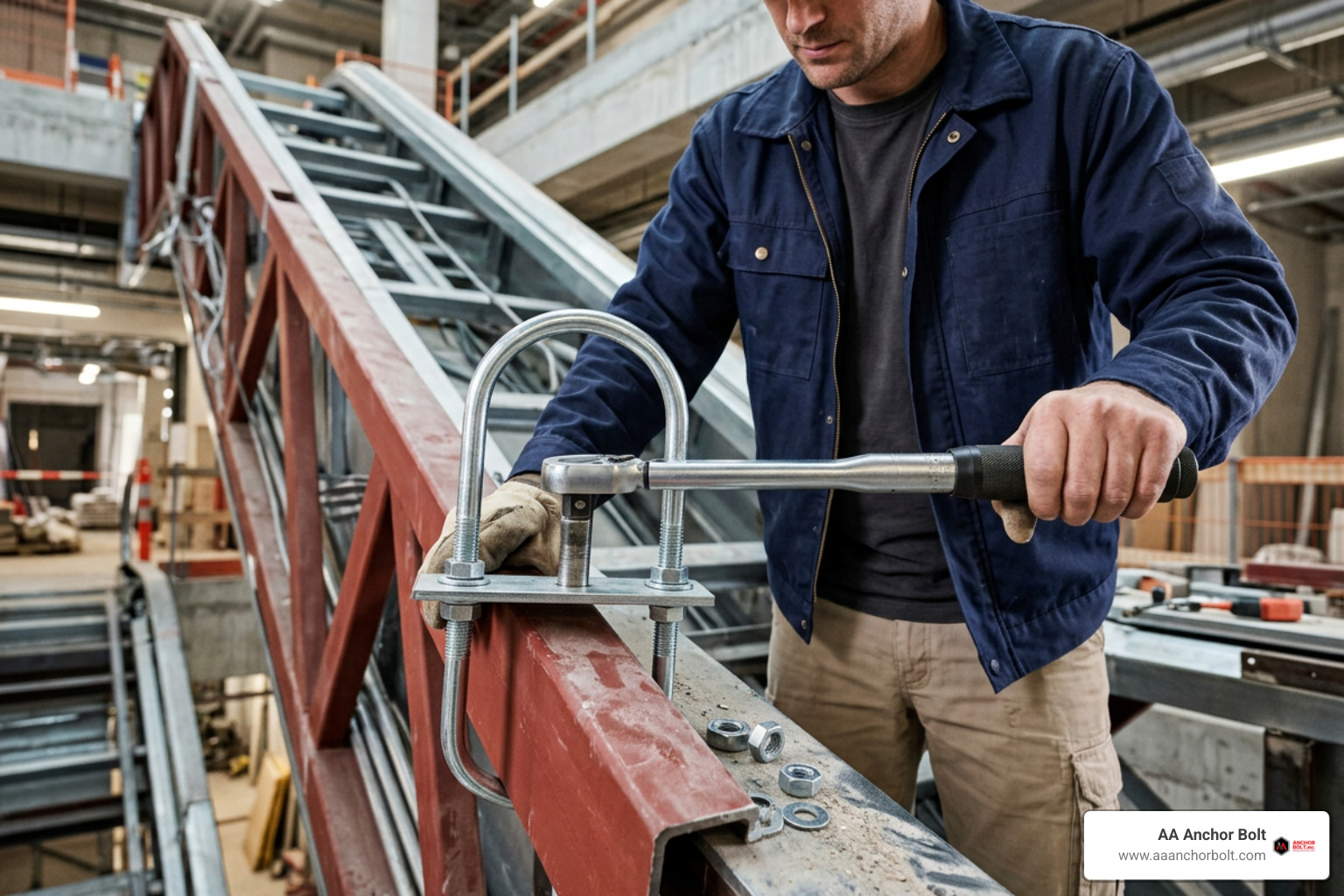 Heavy-duty fastener installation on escalator framing Heavy-duty fastener installation on escalator framing