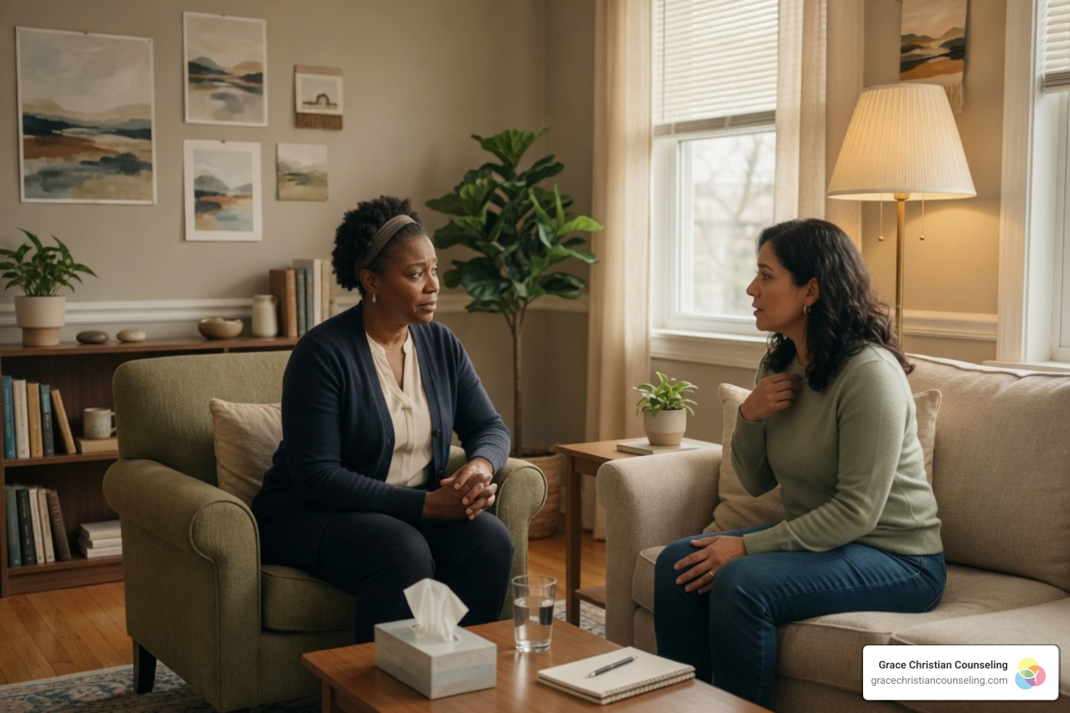 therapist listening compassionately
