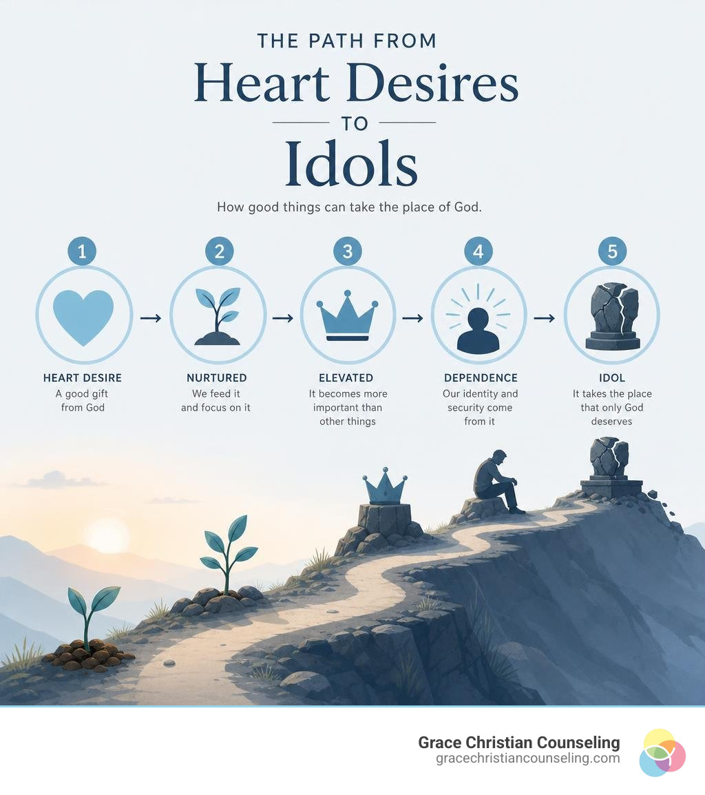 diagram illustrating the escalation of heart desires into idols