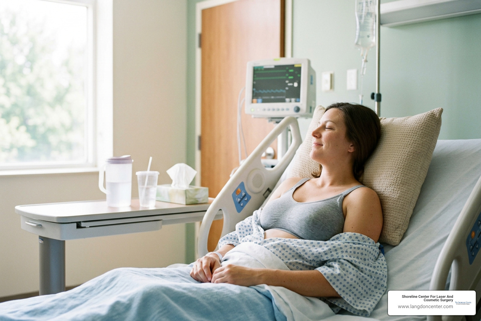 patient resting comfortably after breast reduction surgery patient resting comfortably after breast reduction surgery