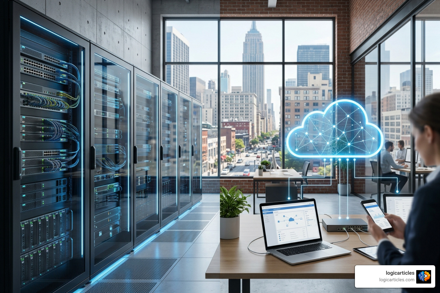Hybrid cloud infrastructure demonstrating SaaS and self-hosted deployment options Hybrid cloud infrastructure demonstrating SaaS and self-hosted deployment options