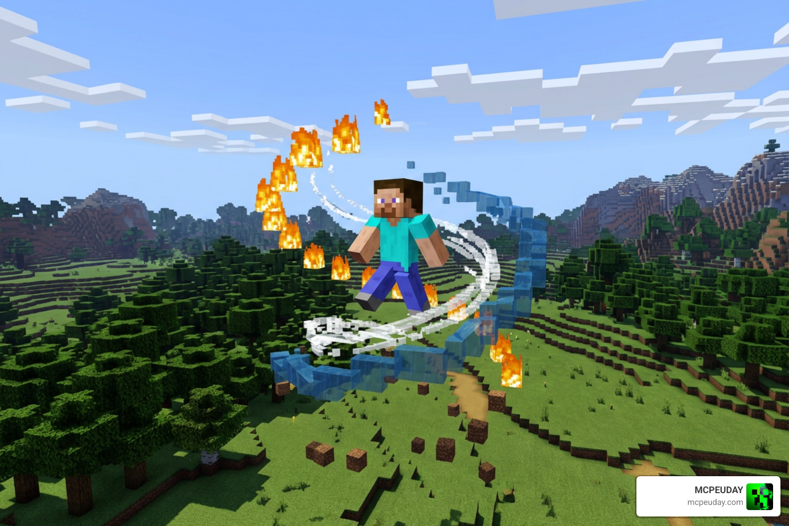 Avatar Addon gameplay in Minecraft Bedrock with elemental bending