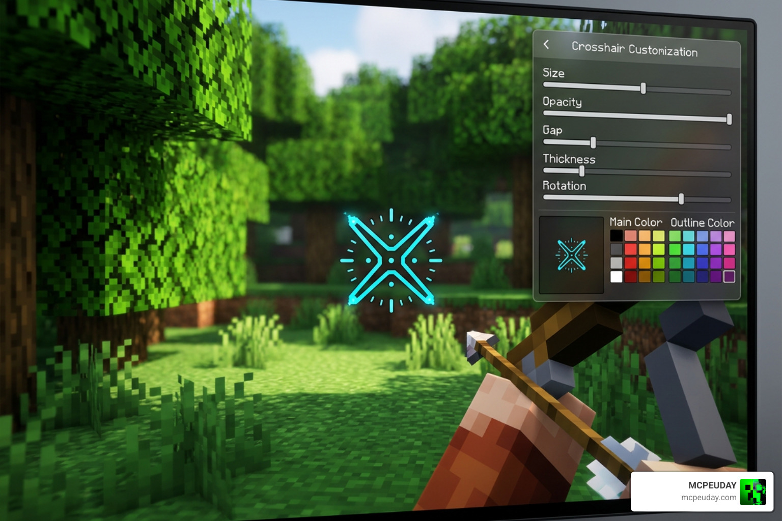 UltimateCustomCrosshair mod interface showing custom rendering options