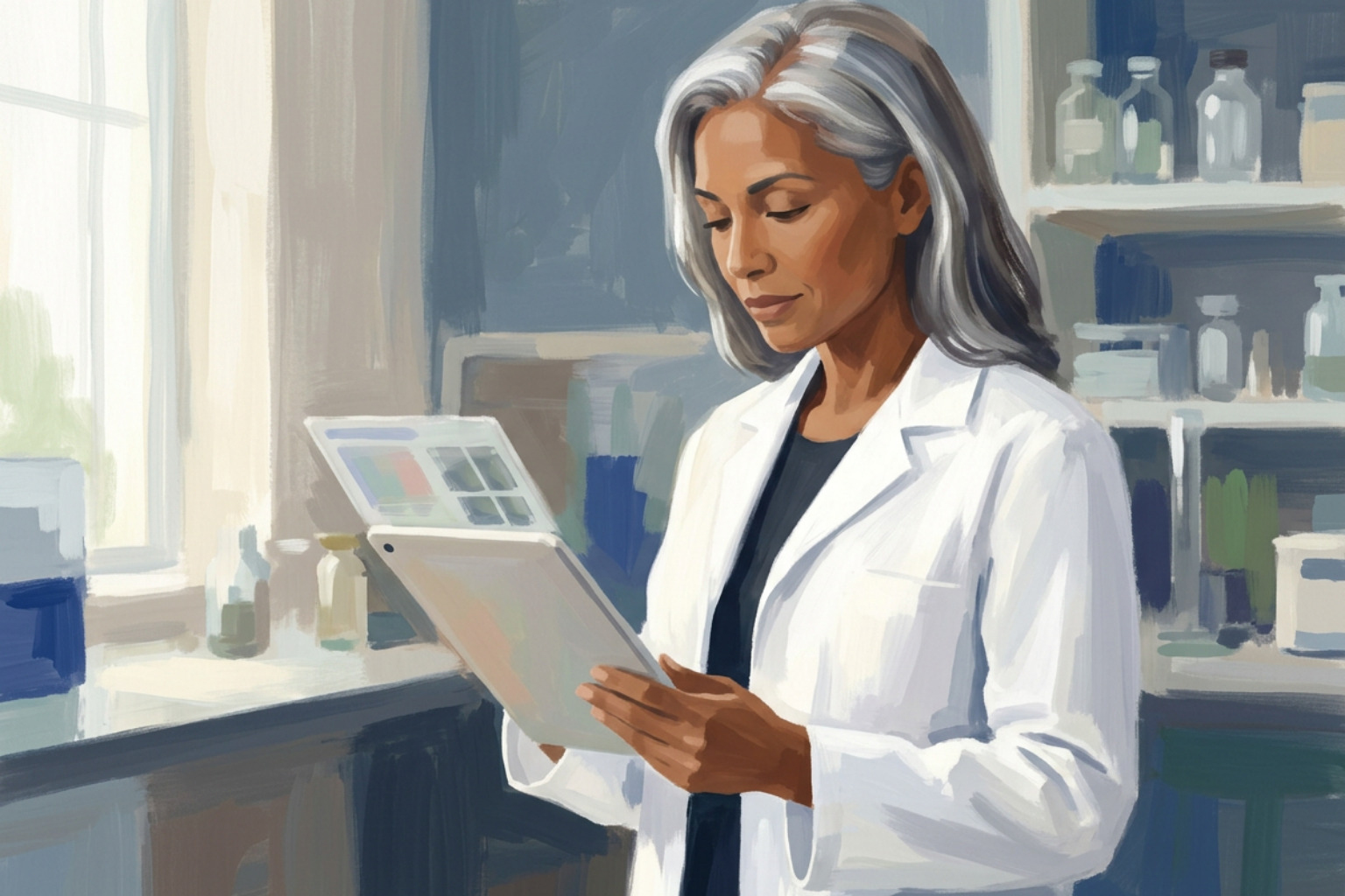 scientist reviewing clinical data on bone health