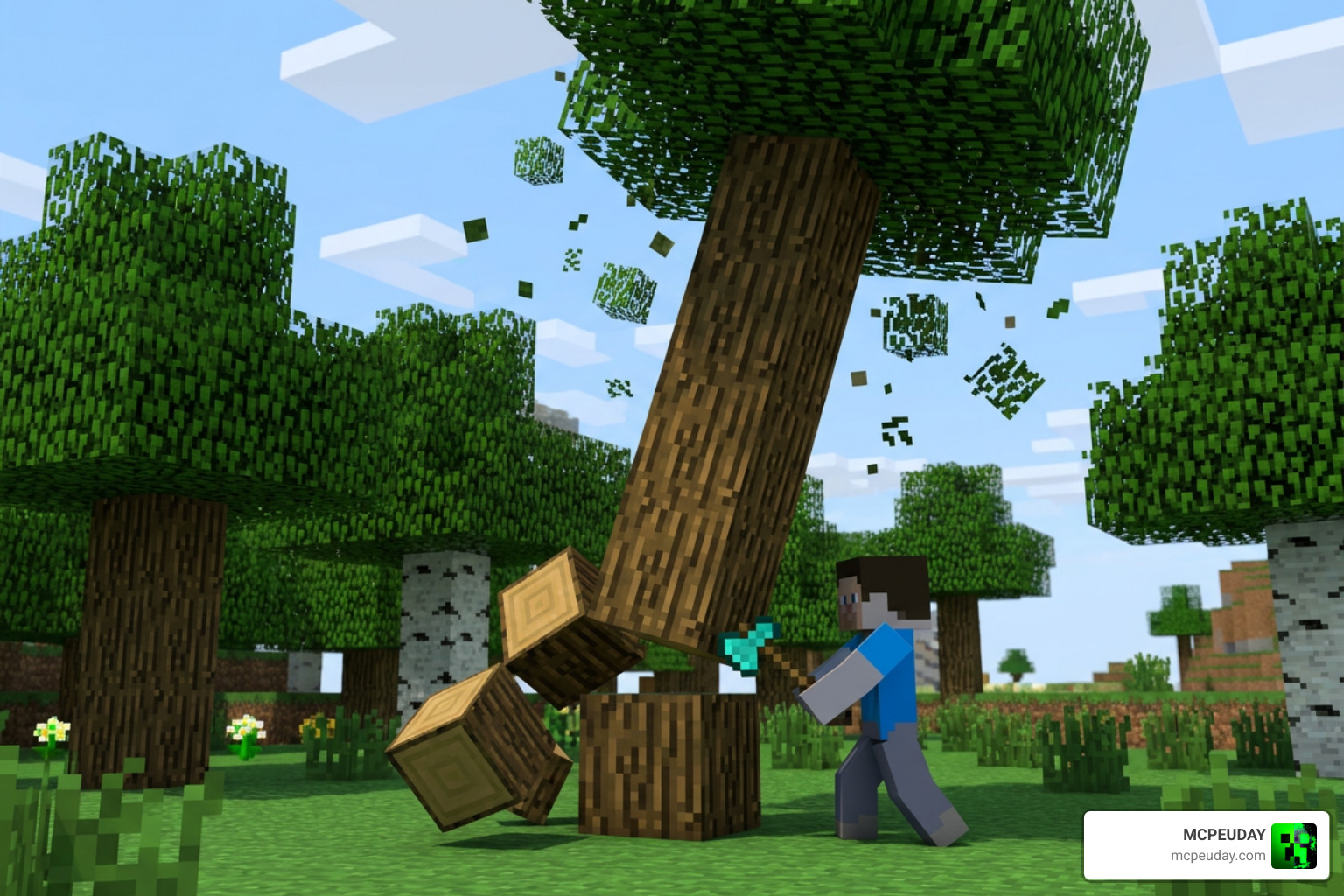 Advanced Tree Capitator Addon Minecraft woodcutting survival gameplay Advanced Tree Capitator Addon Minecraft woodcutting survival gameplay