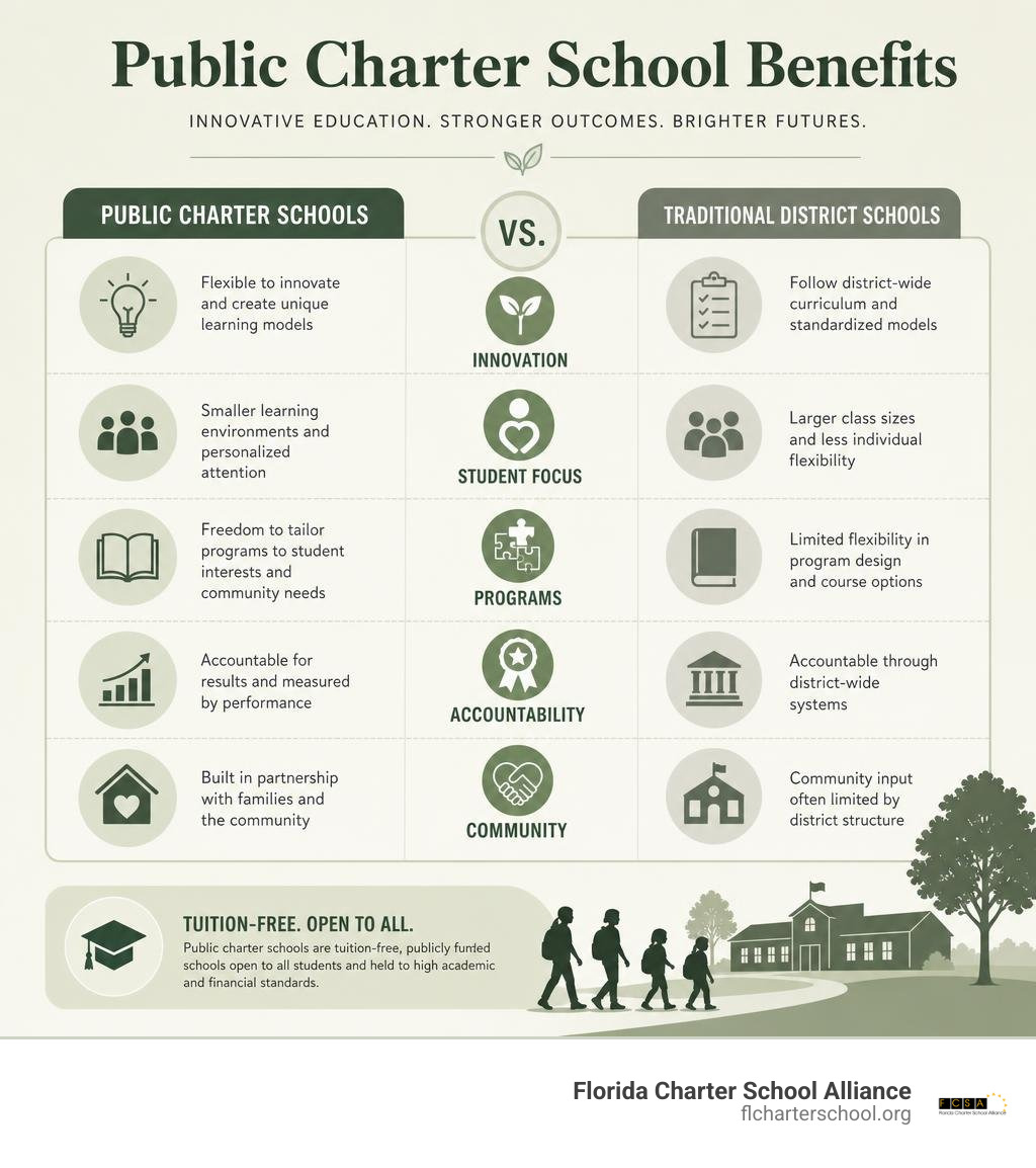 chart comparing public charter school benefits infographic chart comparing public charter school benefits infographic