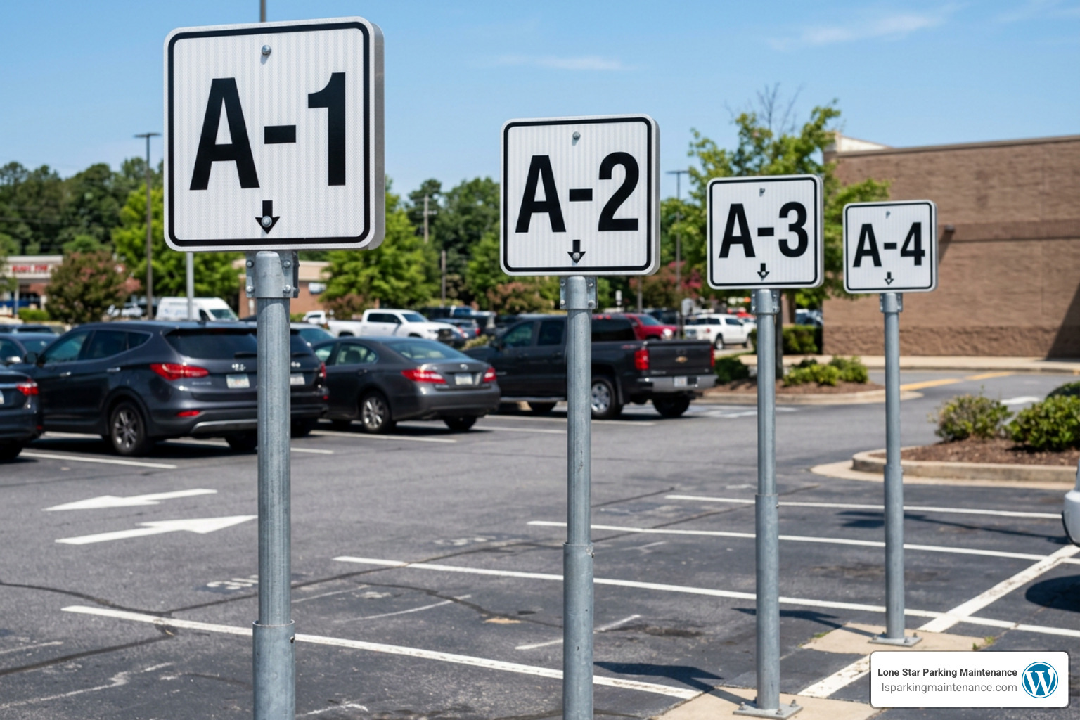 customized numbered parking signs with logo branding
