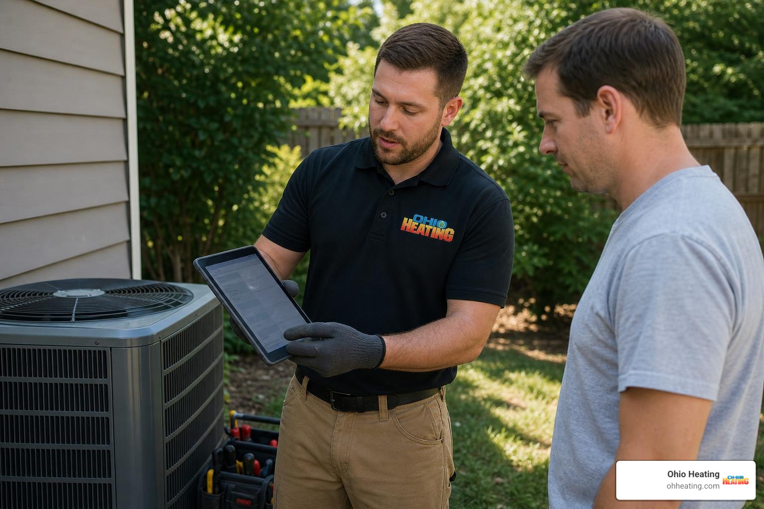 HVAC technician providing a transparent cost quote to a homeowner