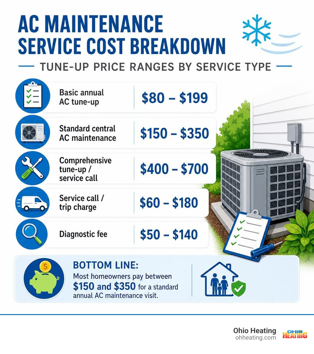 AC maintenance service cost breakdown infographic with tune-up price ranges by service type infographic AC maintenance service cost breakdown infographic with tune-up price ranges by service type infographic