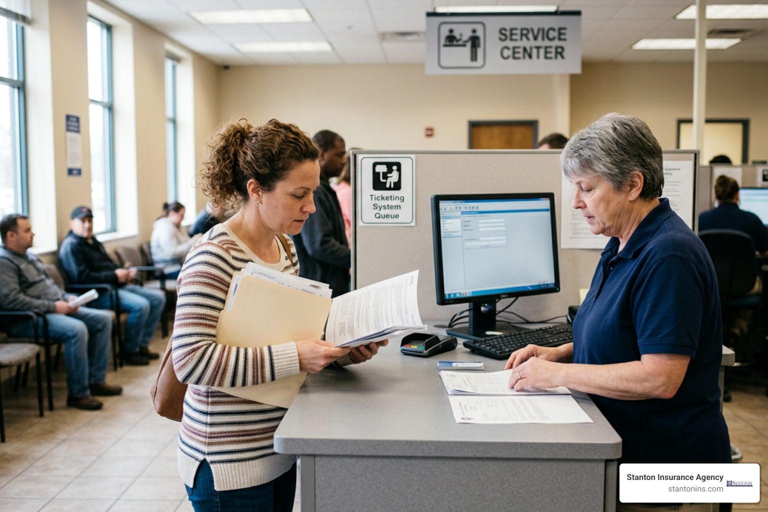 of a motor vehicle owner at an RMV service center of a motor vehicle owner at an RMV service center