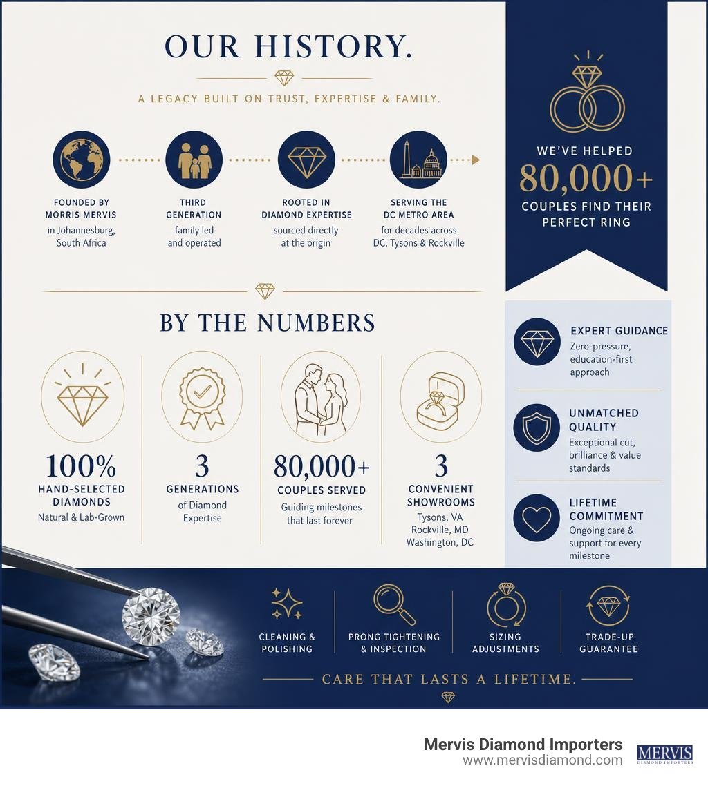 Key statistics highlighting Mervis Diamond Importers history and service infographic Key statistics highlighting Mervis Diamond Importers history and service infographic