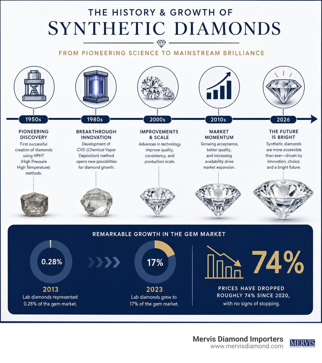 History and growth of synthetic diamonds from 1950s to 2026 infographic infographic History and growth of synthetic diamonds from 1950s to 2026 infographic infographic
