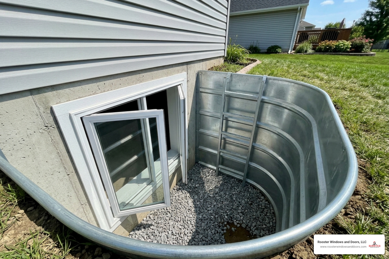 basement egress window well installation with ladder and drainage system basement egress window well installation with ladder and drainage system