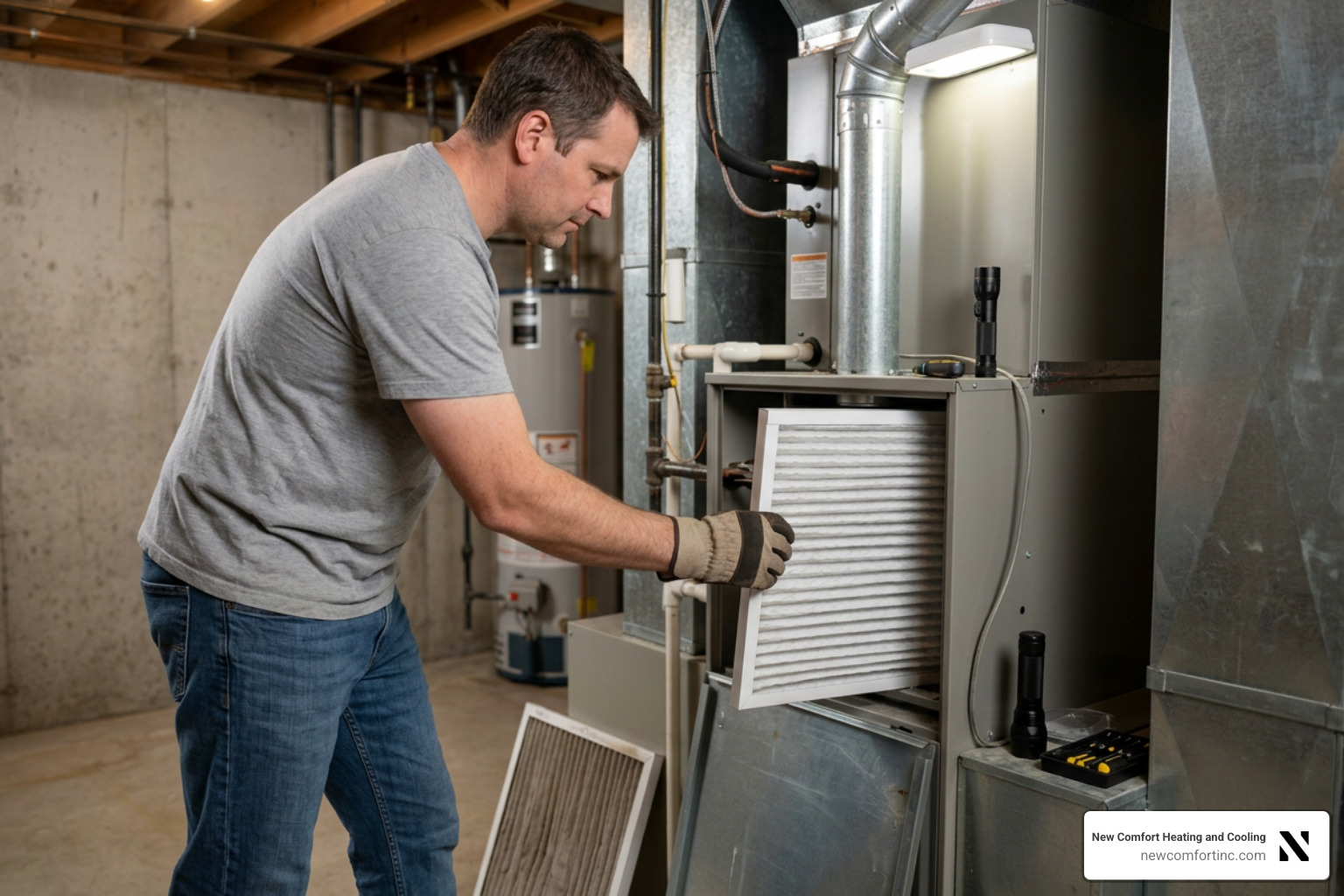 homeowner replacing a central air filter homeowner replacing a central air filter