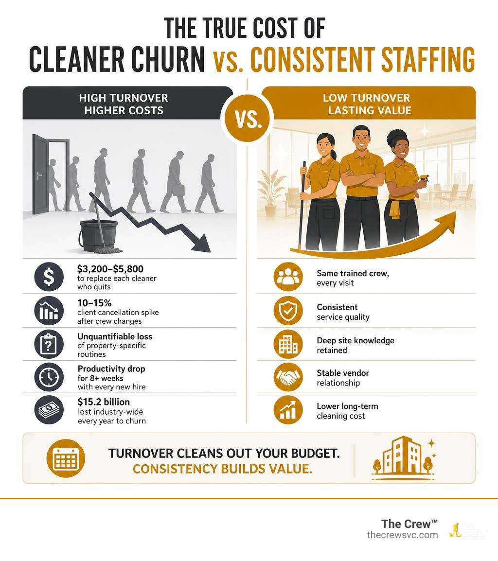 True cost of cleaner churn vs. consistent staffing infographic infographic
