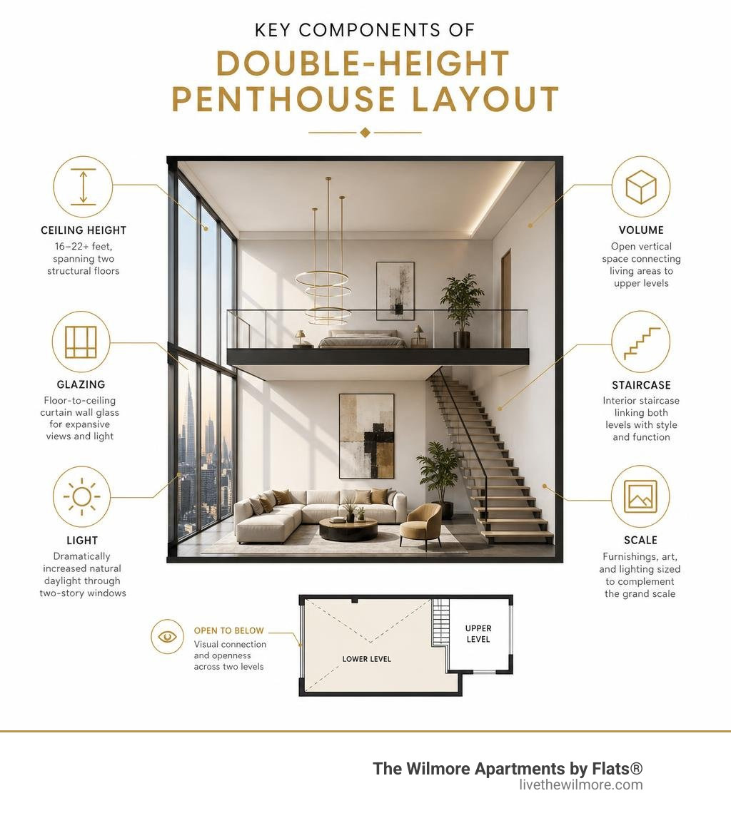 Key components of double-height penthouse layout infographic infographic Key components of double-height penthouse layout infographic infographic