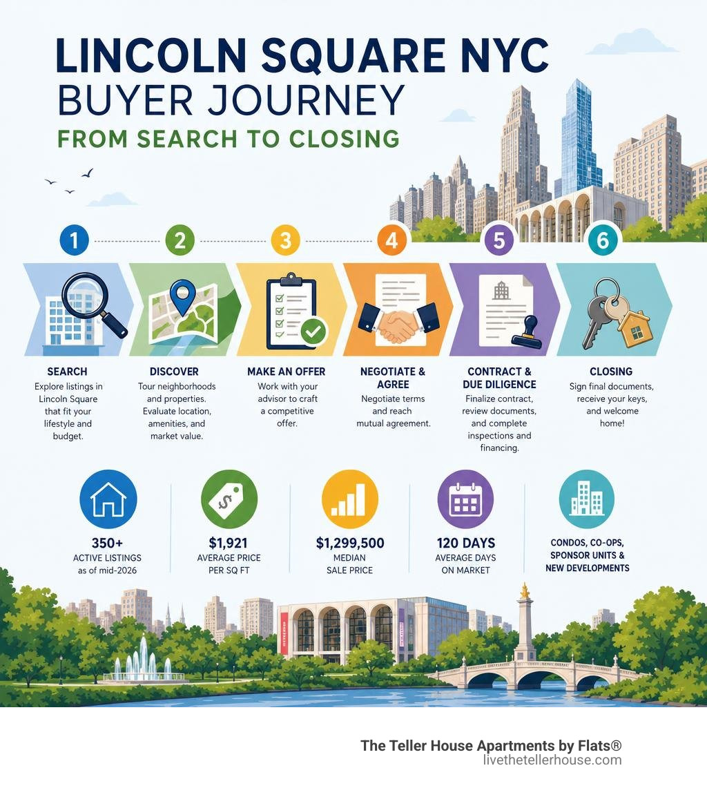 Lincoln Square NYC buyer journey from search to closing infographic Lincoln Square NYC buyer journey from search to closing infographic
