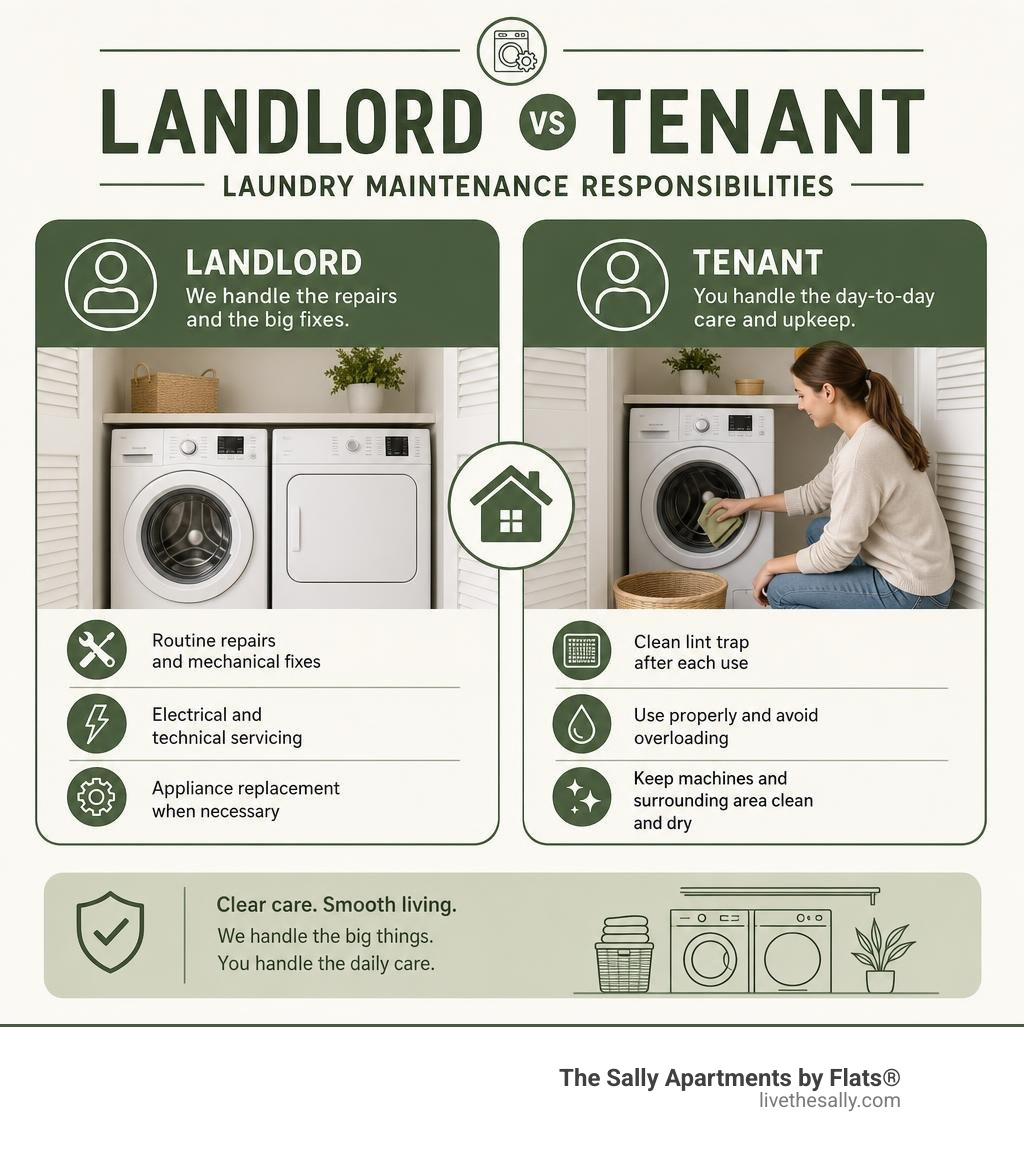 infographic showing landlord vs tenant laundry maintenance responsibilities infographic