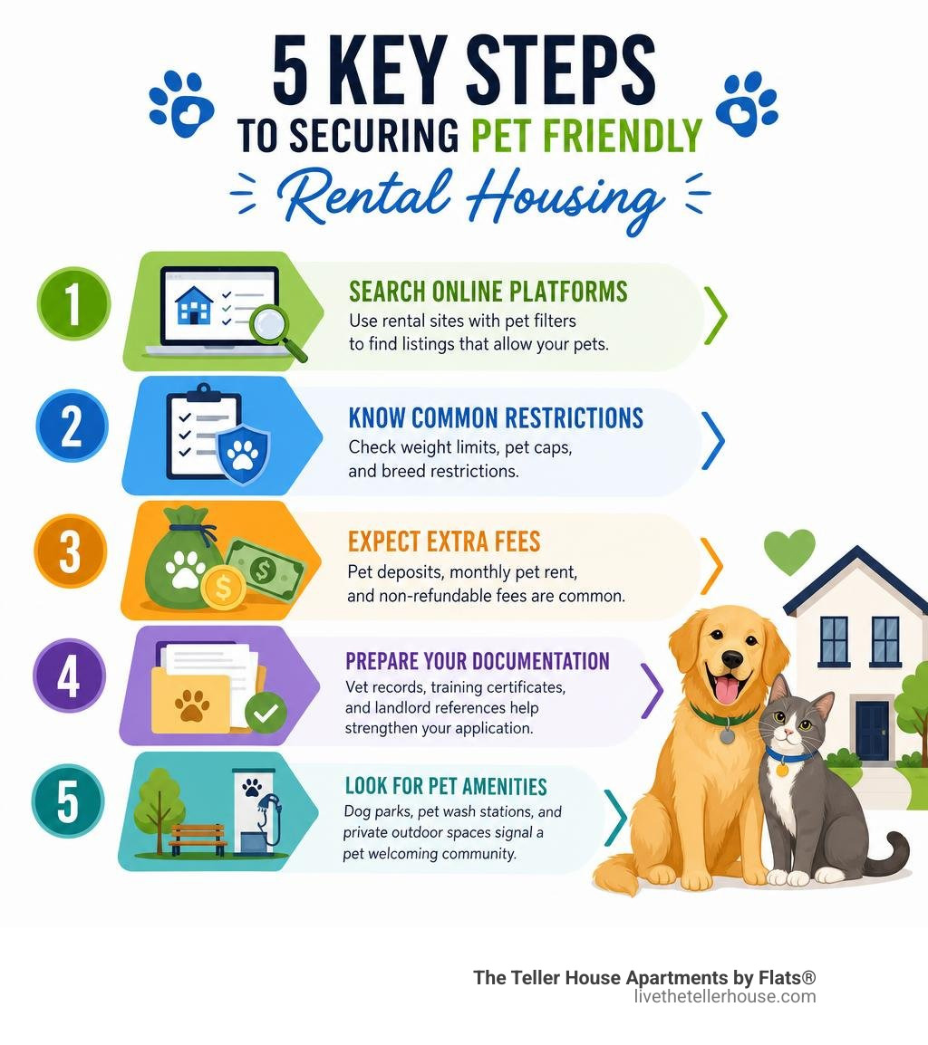 Key steps infographic for securing pet friendly rental housing infographic Key steps infographic for securing pet friendly rental housing infographic