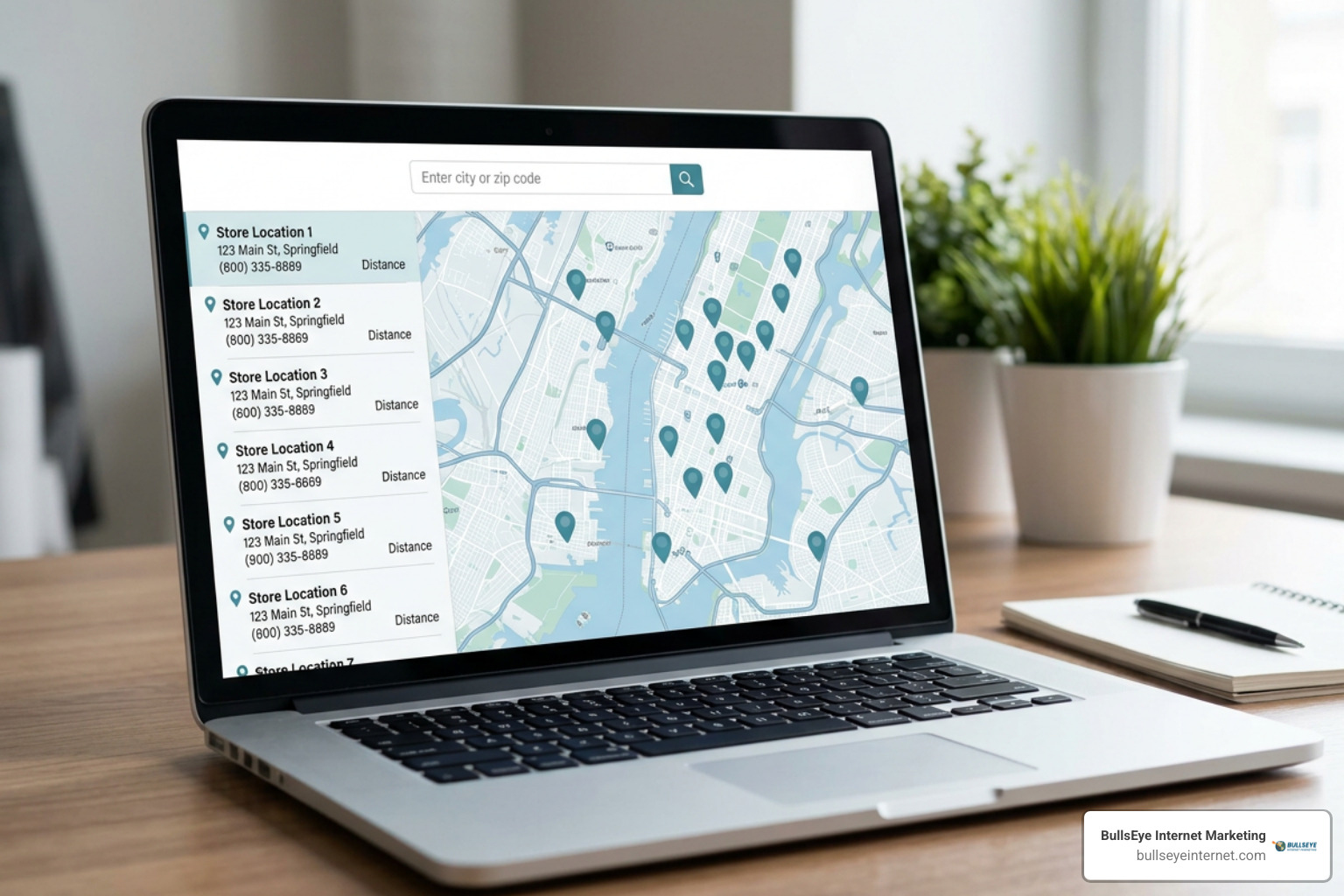 Local retail store locator page with integrated interactive map