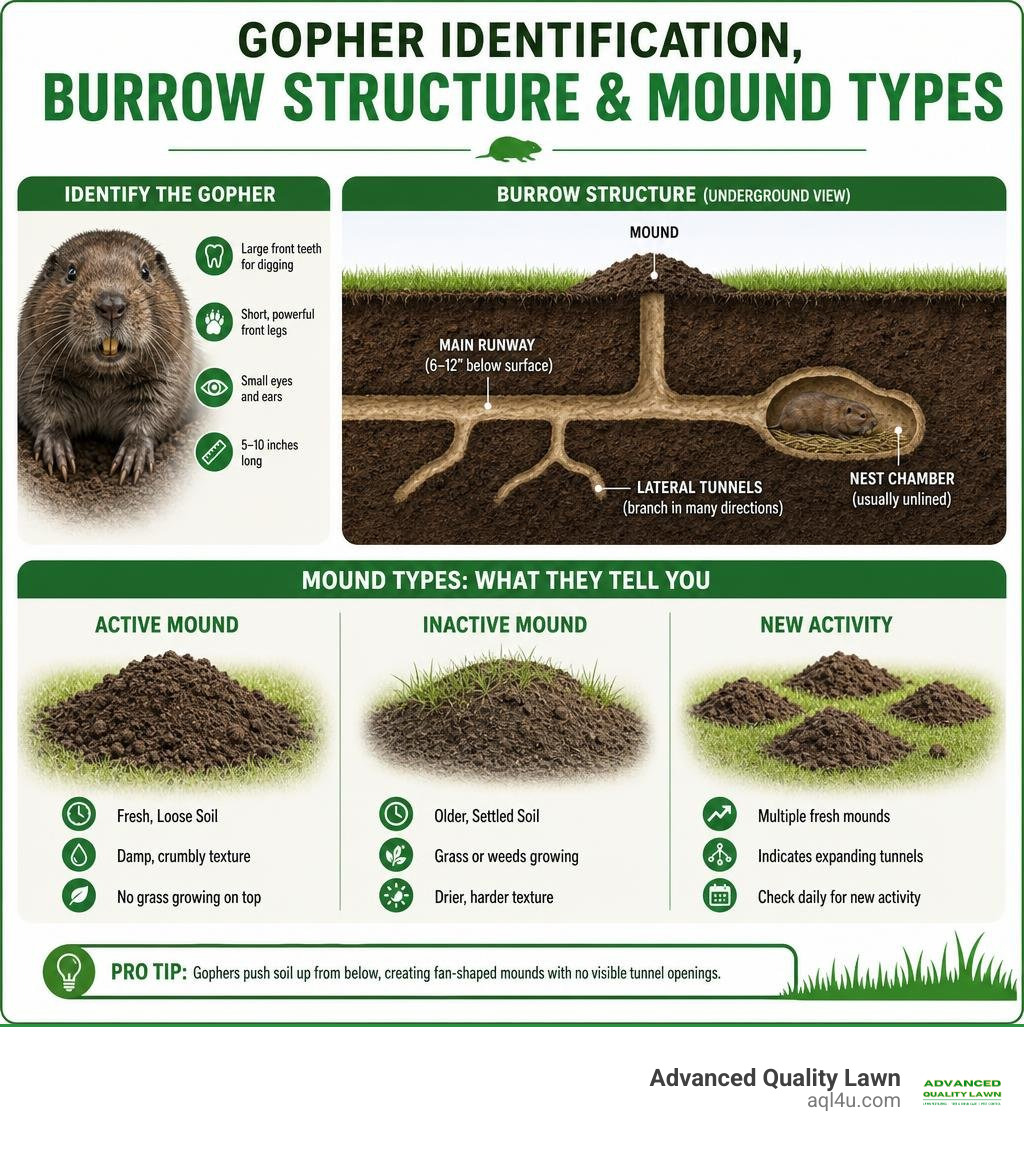 gopher identification burrow structure and mound types infographic infographic