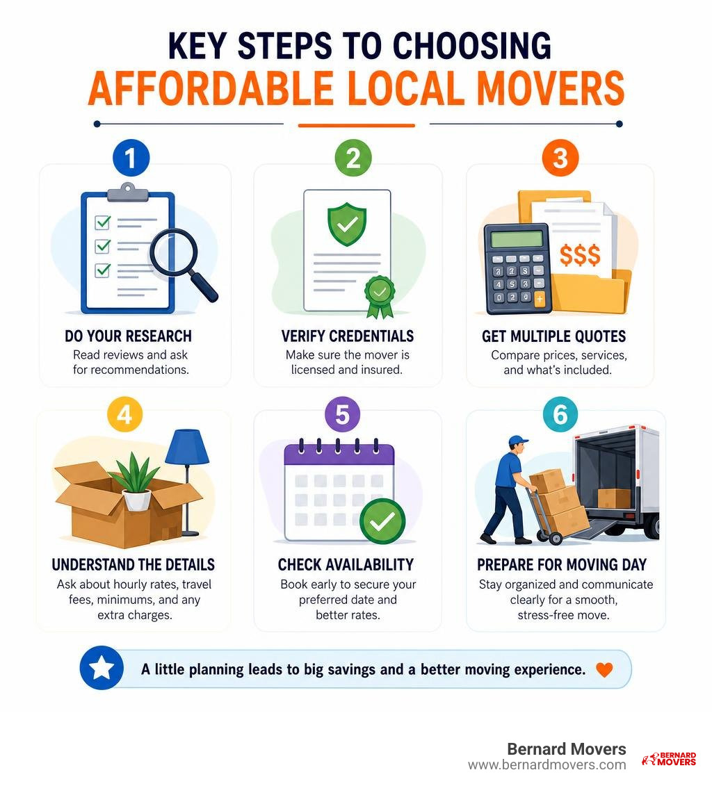 Key steps to choosing affordable local movers infographic infographic