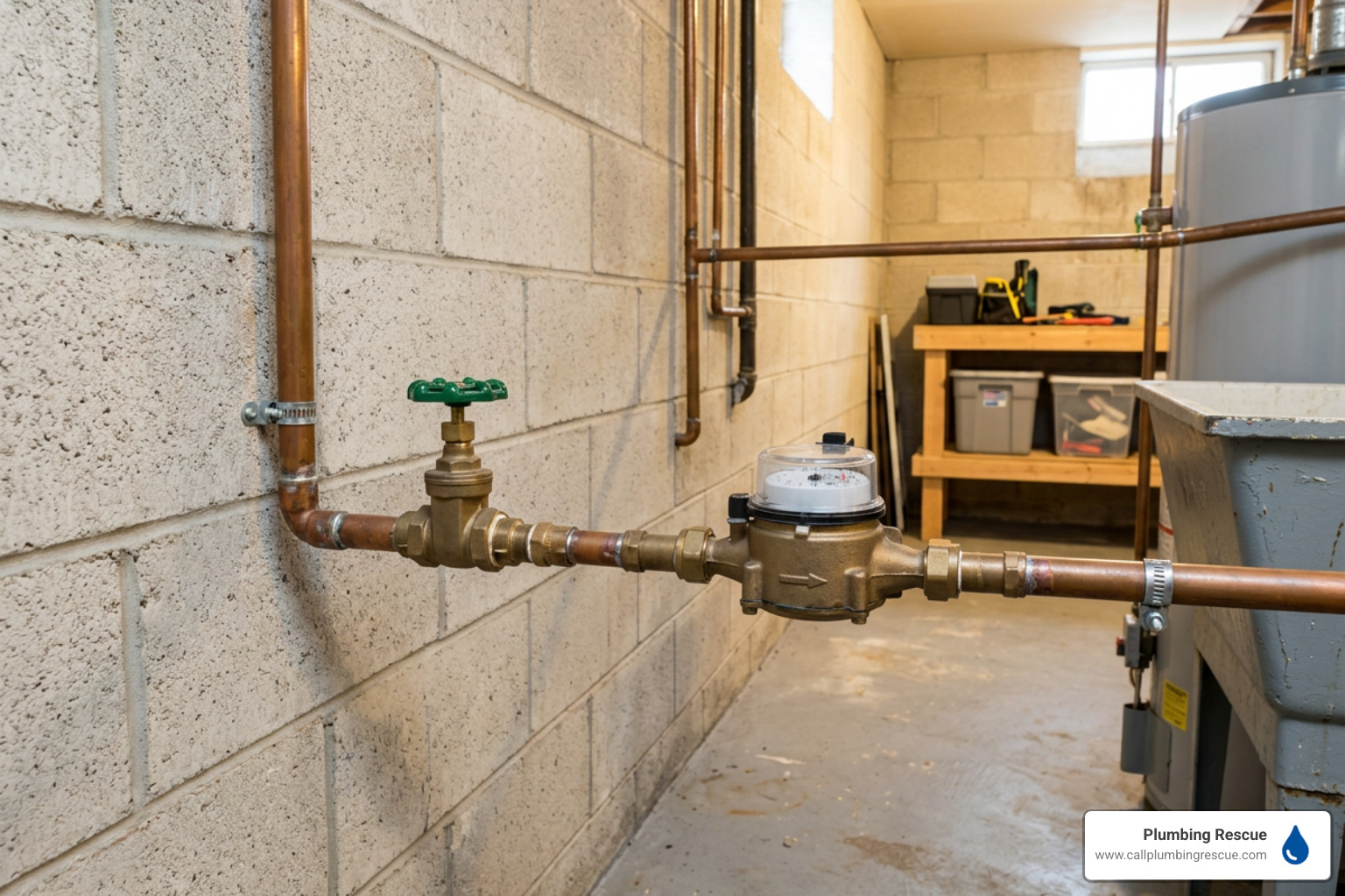 Main water shutoff valve location in a home Main water shutoff valve location in a home