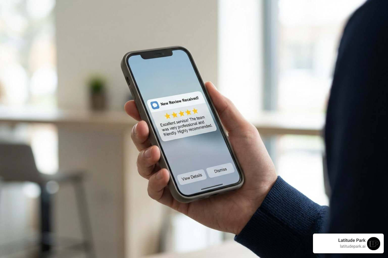 positive customer review notification displayed on a mobile device positive customer review notification displayed on a mobile device