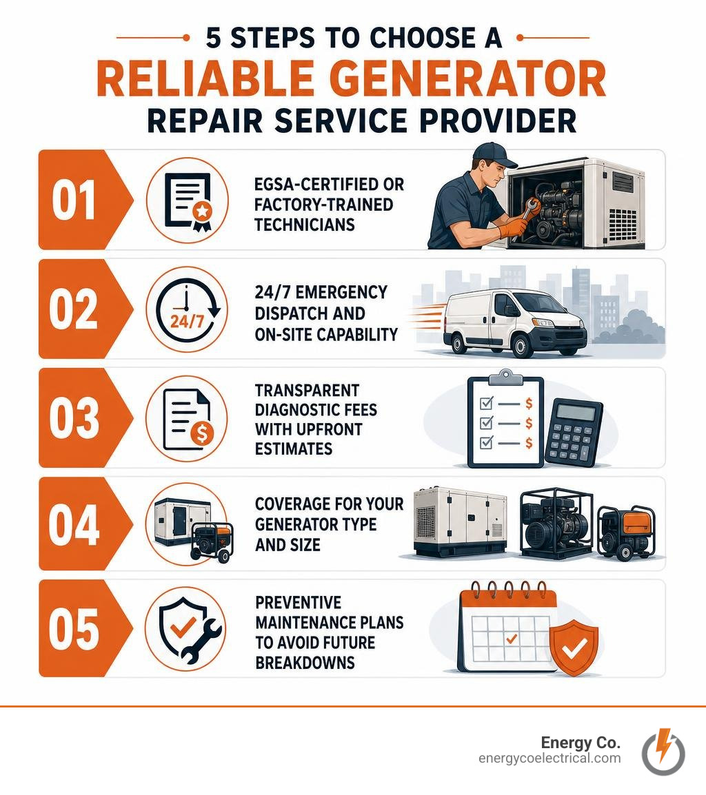 5 steps to choose a reliable generator repair service provider infographic 5 steps to choose a reliable generator repair service provider infographic