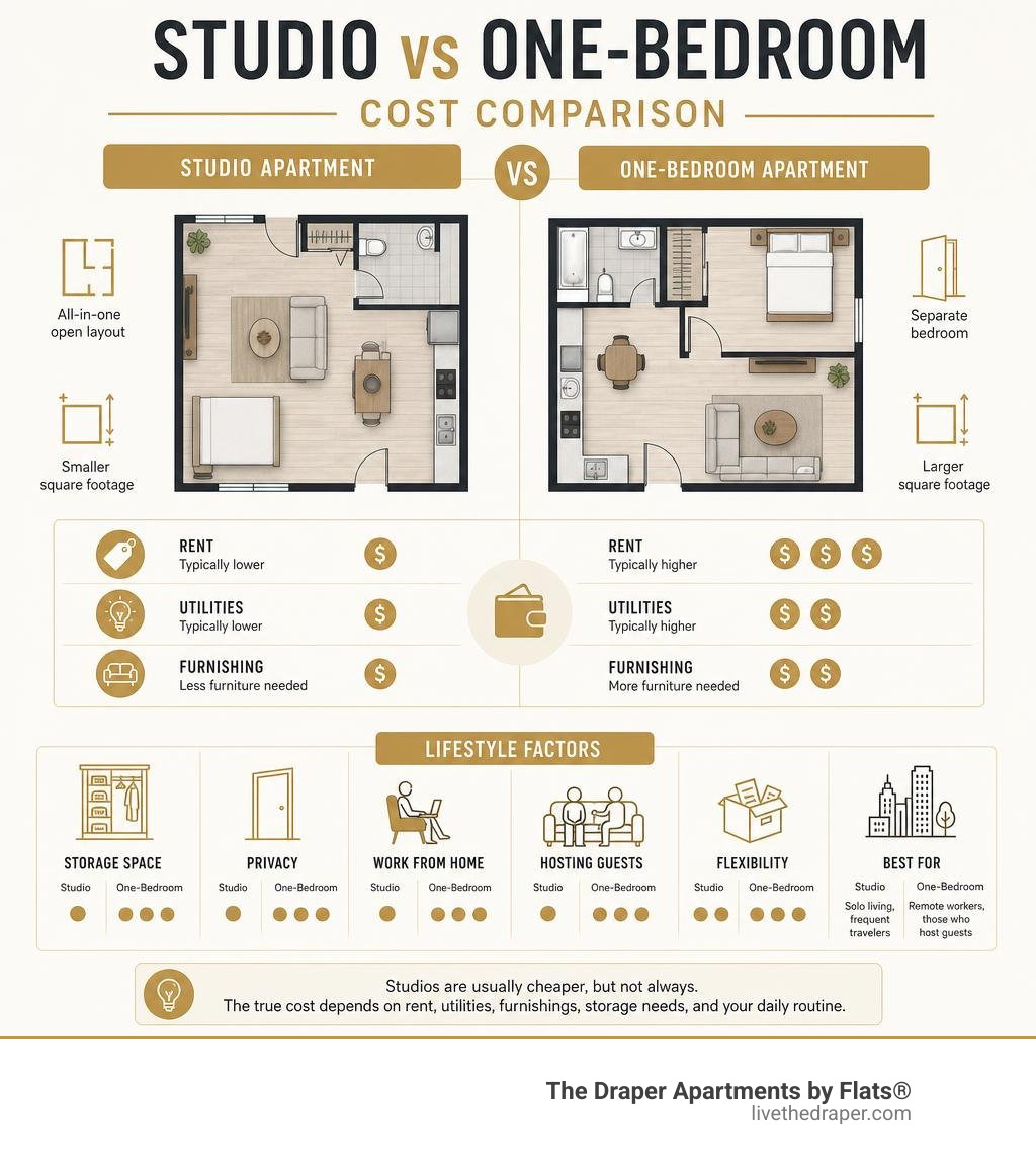 studio vs one-bedroom apartment cost comparison infographic with rent, utilities, and lifestyle factors infographic studio vs one-bedroom apartment cost comparison infographic with rent, utilities, and lifestyle factors infographic