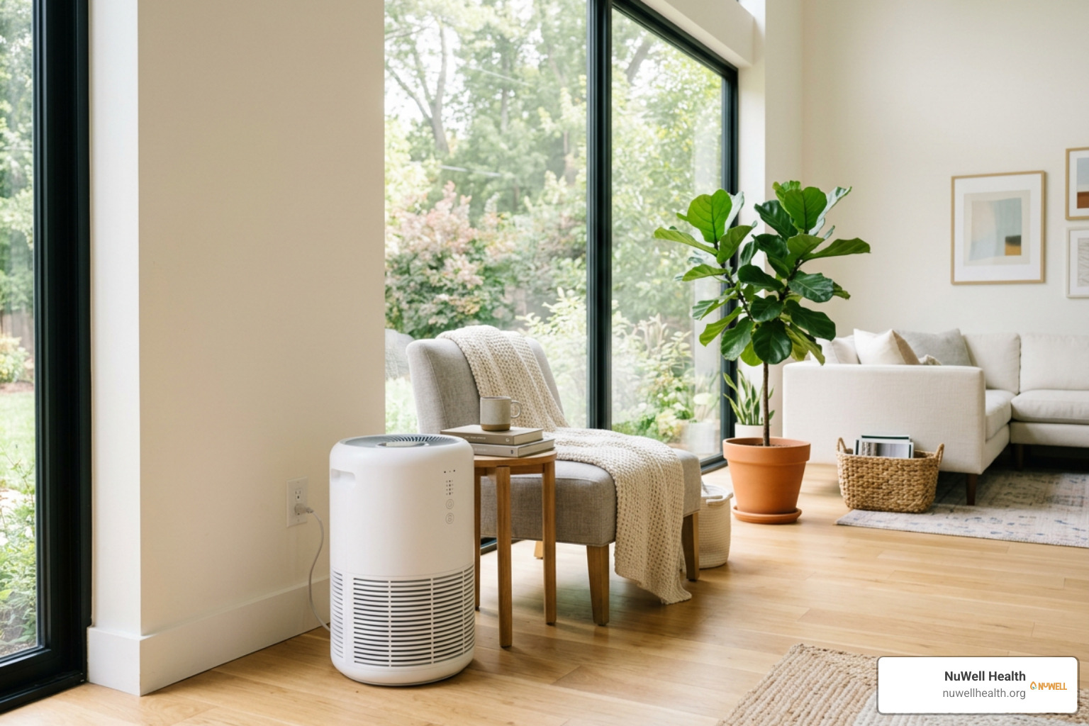 Clean indoor living space with HEPA air purifier Clean indoor living space with HEPA air purifier