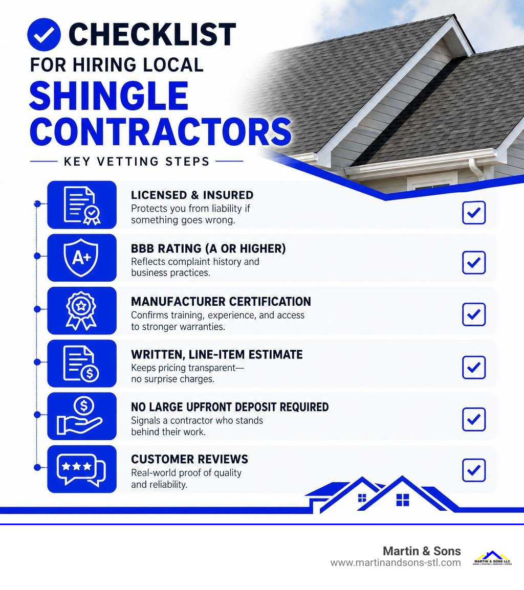 checklist infographic for hiring local shingle contractors with key vetting steps infographic checklist infographic for hiring local shingle contractors with key vetting steps infographic