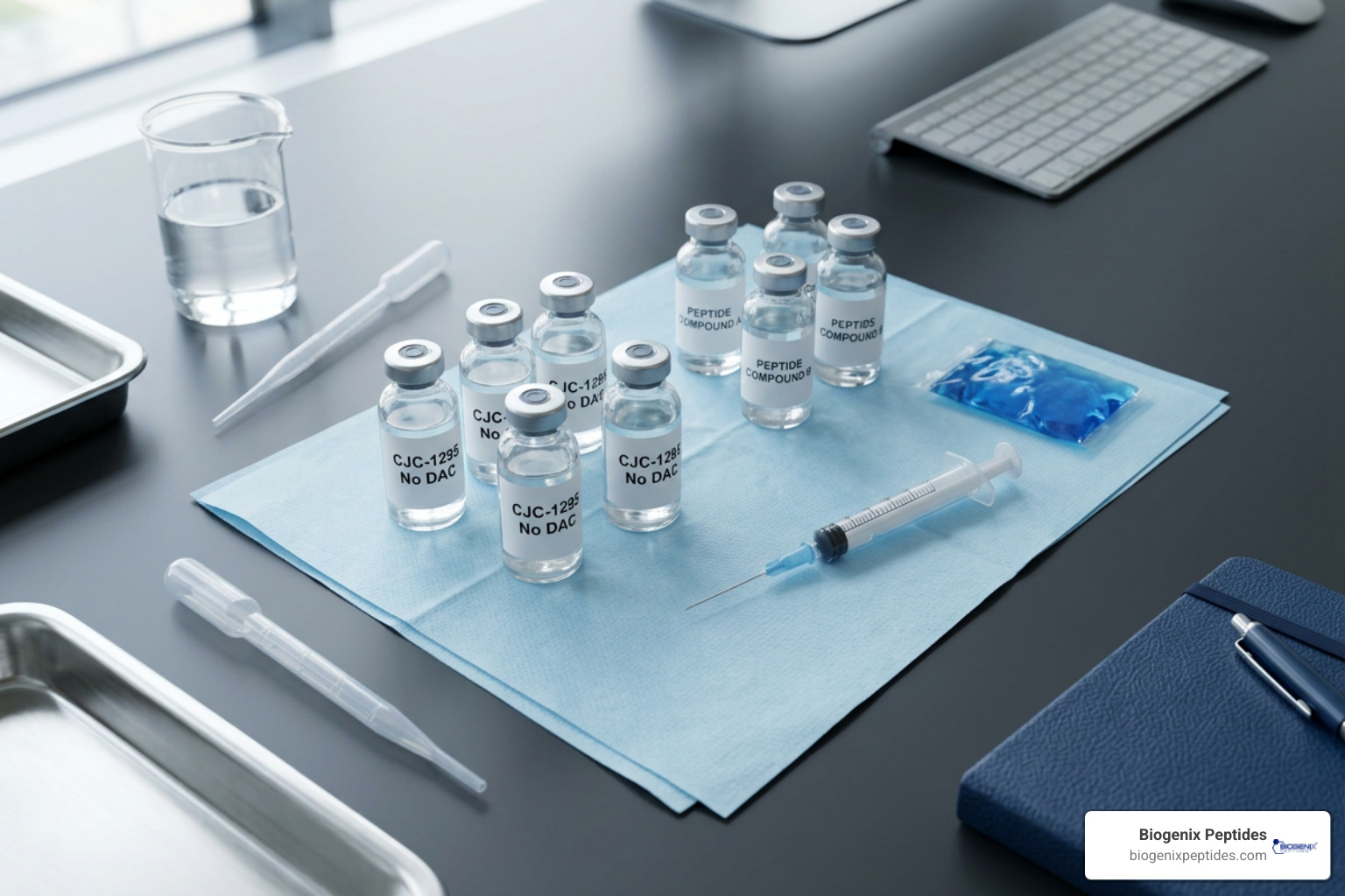 Various peptide research vials including CJC No DAC and complementary secretagogues Various peptide research vials including CJC No DAC and complementary secretagogues