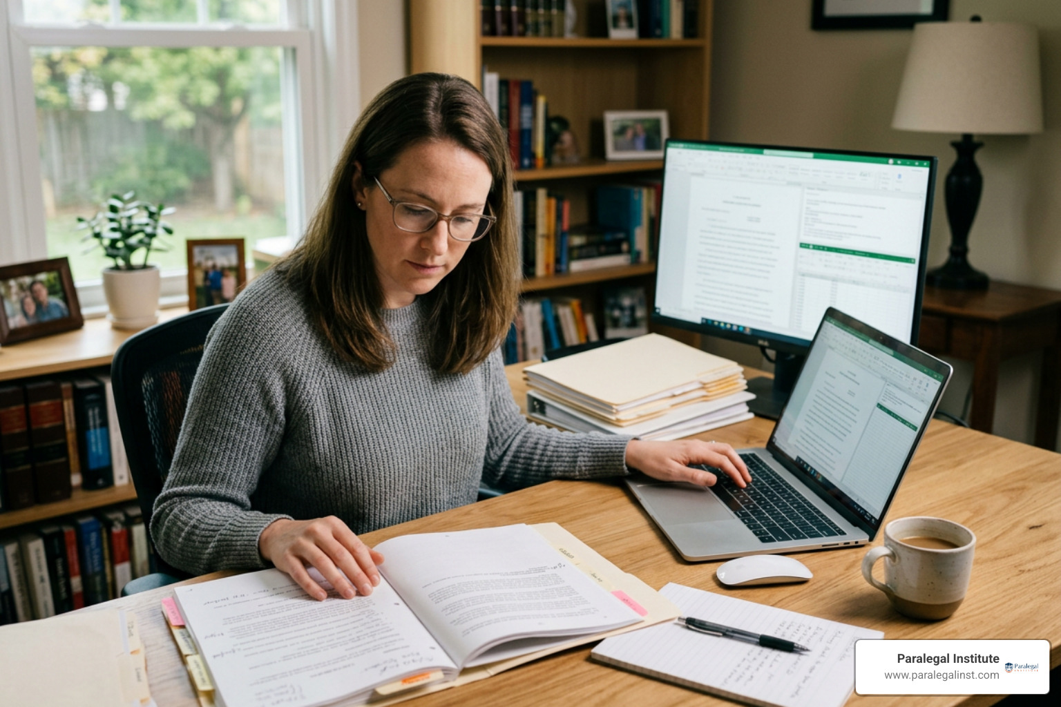 remote legal professional working on legal casework