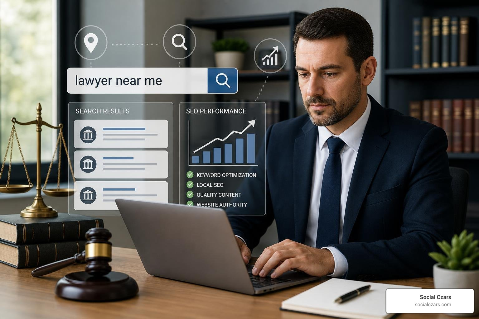 AI search engine citation panel featuring a top-ranked law firm answer