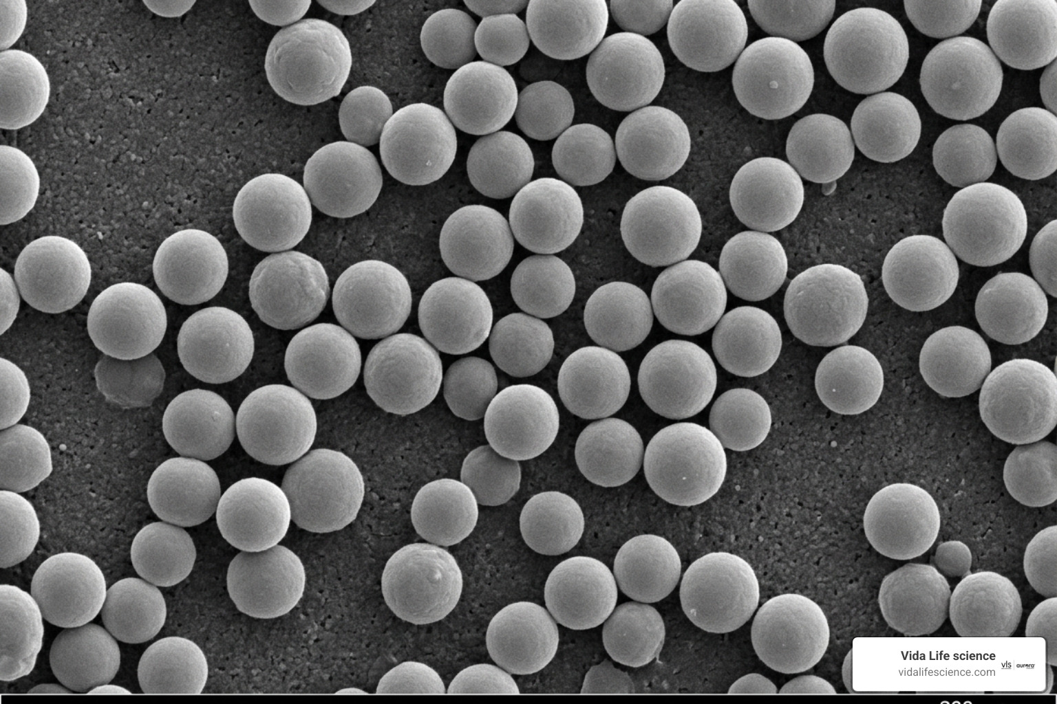 Scanning electron microscopy SEM showing liposomal nanoscale vesicles
